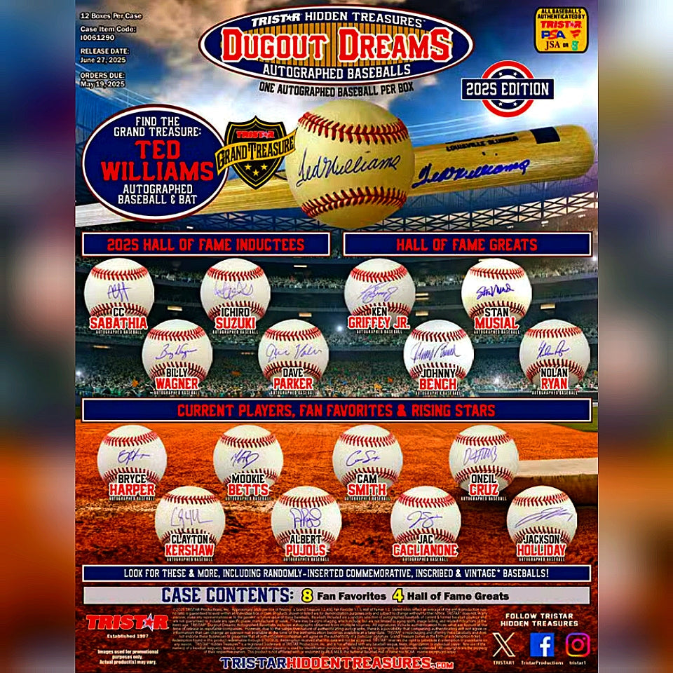 TRISTAR Hidden Treasures: Dugout Dreams Autographed Baseball 2025 Edition Hobby Box