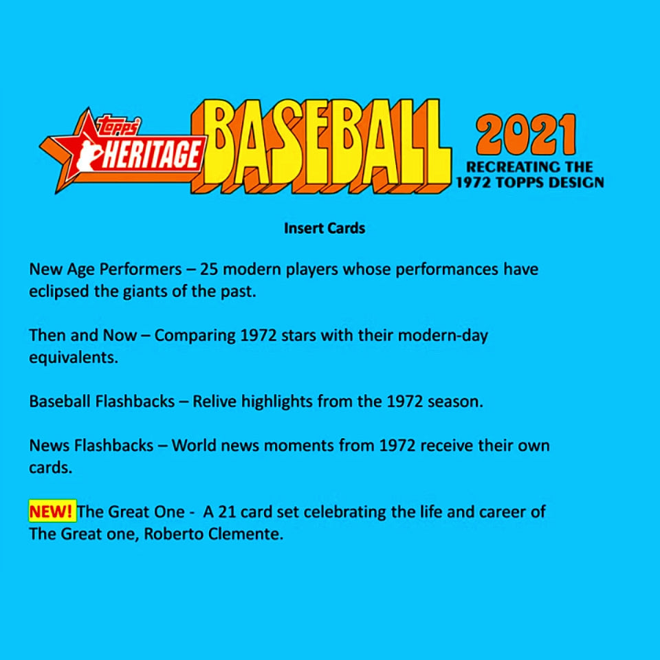 2021 Topps Heritage Baseball Hobby Box