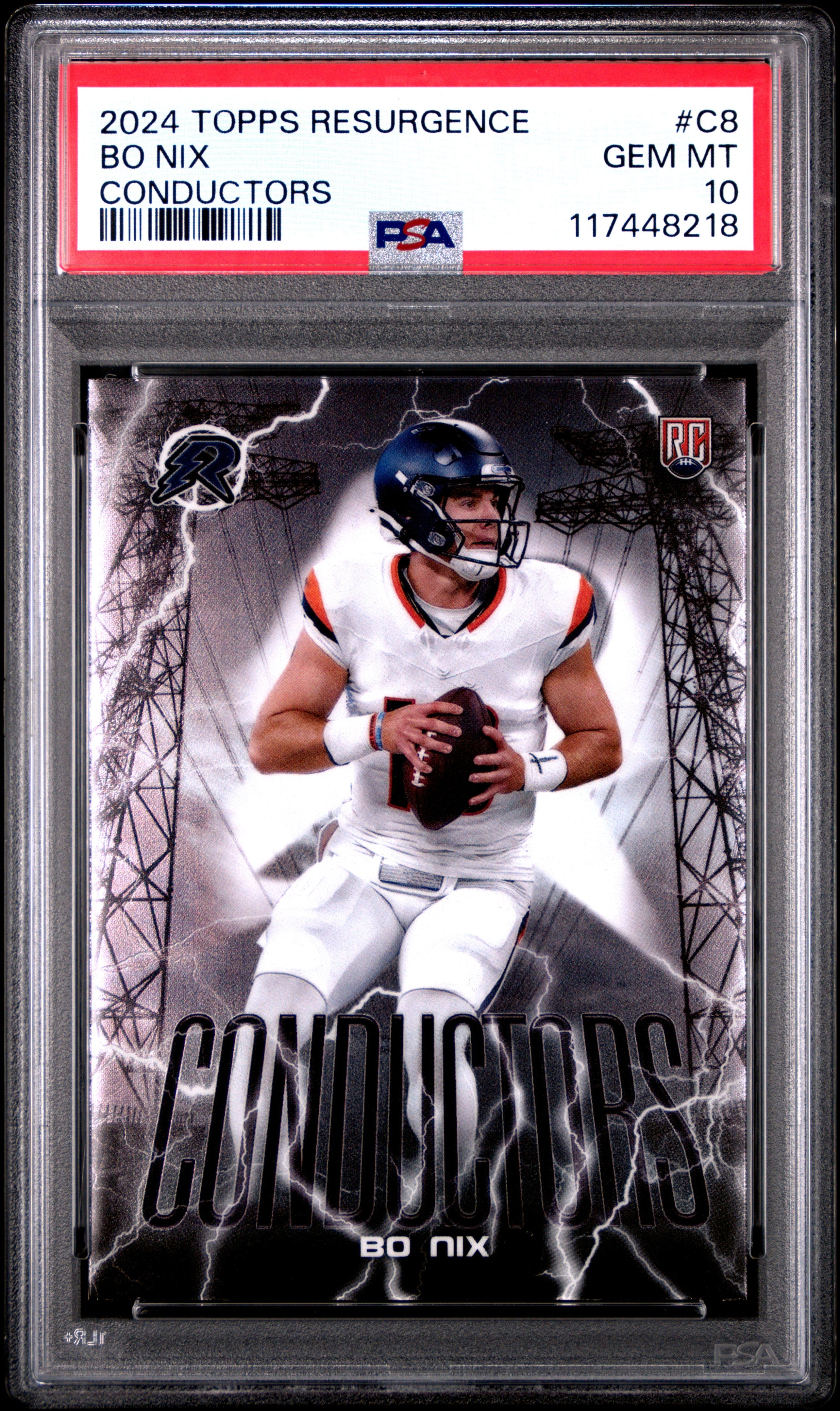 Graded 2024 Topps Resurgence Bo Nix #C8 Conductors Rookie RC Football Card PSA 10 Gem Mint