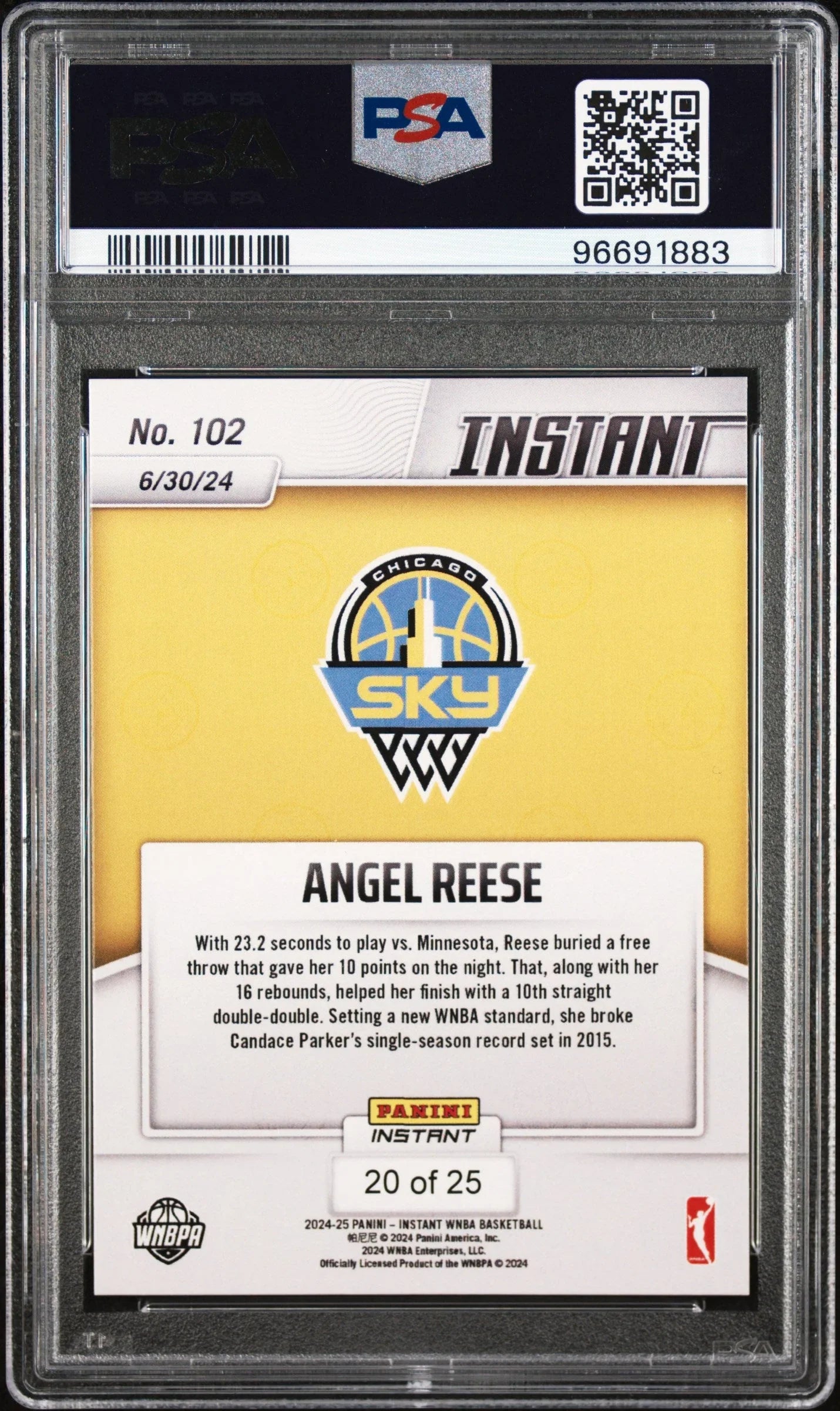 Graded 2024 Panini Instant WNBA Angel Reese #102 Jungle #/25 Rookie RC Basketball Card PSA 10 Gem Mint