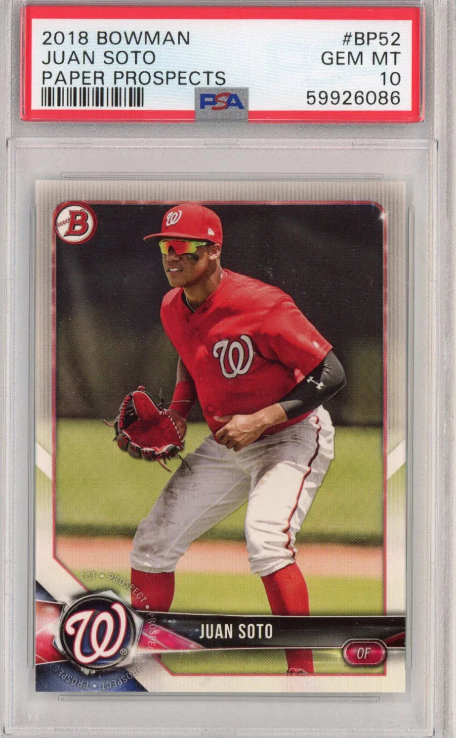 Graded 2018 Bowman Paper Prospects Juan Soto #BP52 Rookie RC Baseball Card PSA 10 Gem Mint