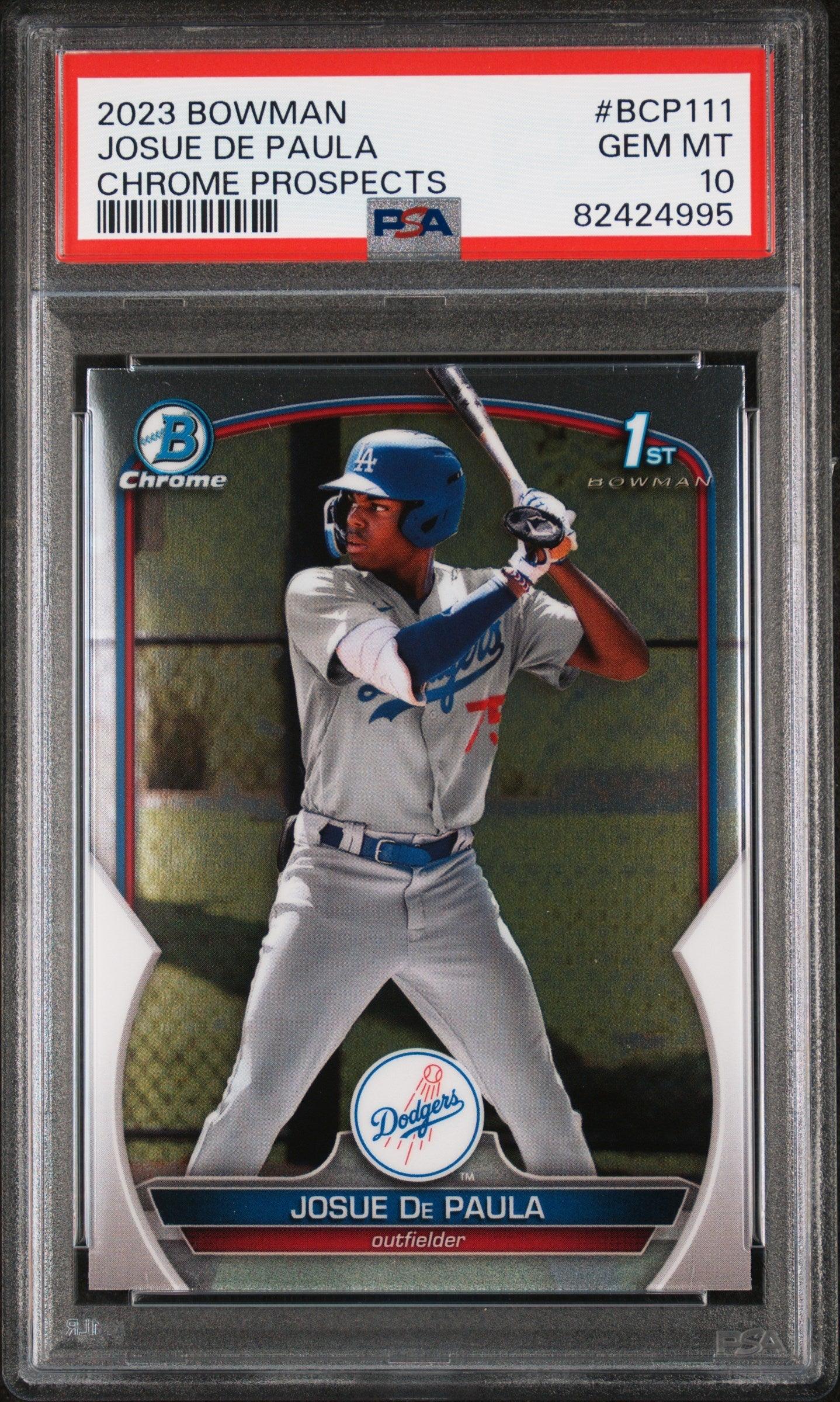Graded 2023 Topps Bowman Josue De Paula #BCP111 Chrome Prospects Rookie RC Baseball Card PSA 10 Gem Mint