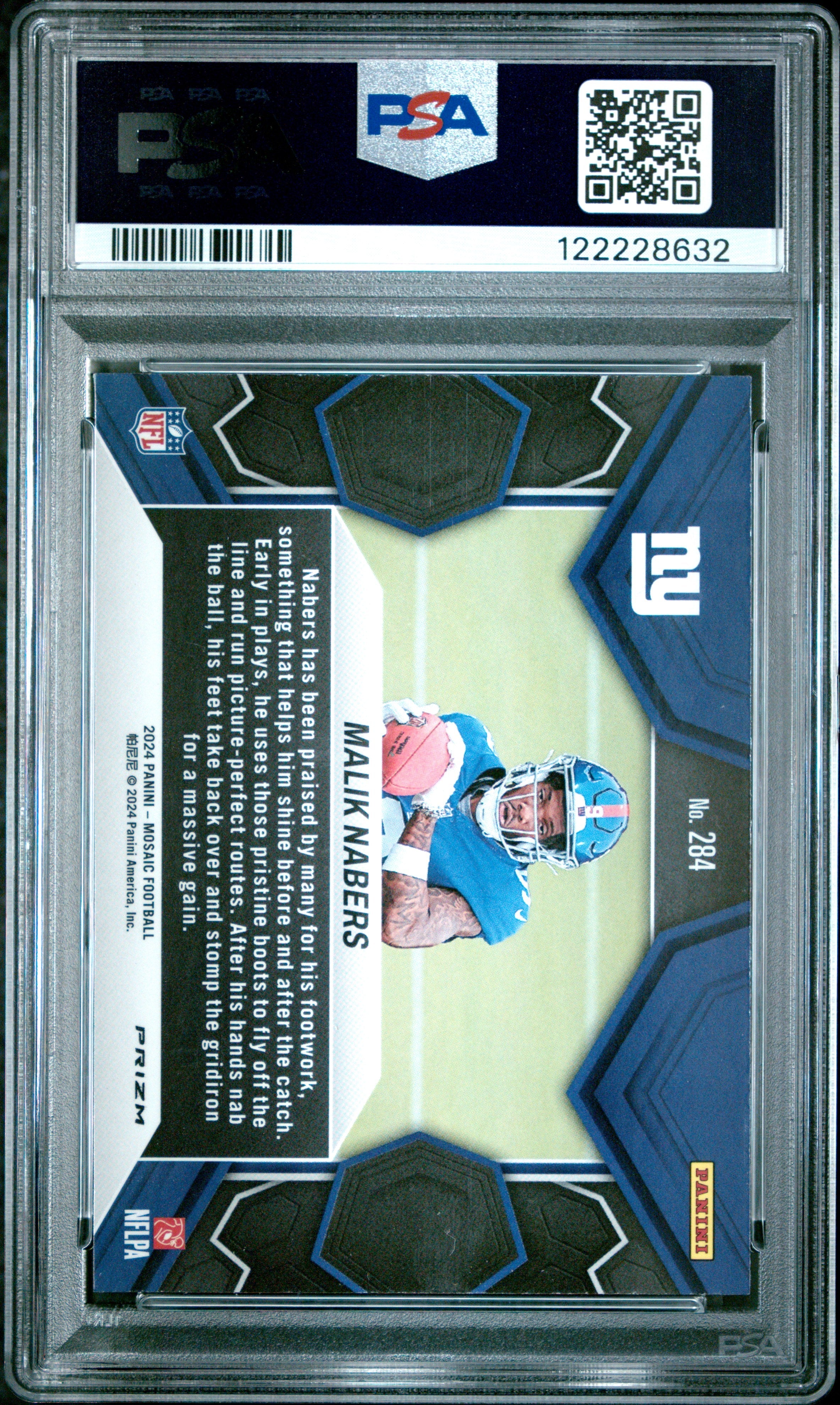 Graded 2024 Panini Mosaic Malik Nabers #284 Silver Rookie RC Football Card PSA 9 Mint