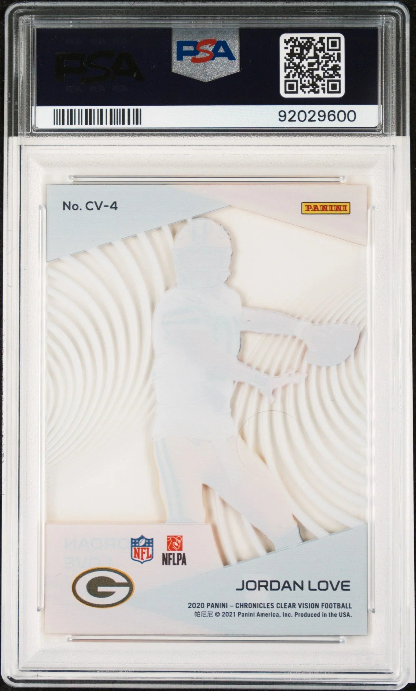 Graded 2020 Panini Chronicles Jordan Love #CV4 Clear Vision Rookies Rookie RC Football Card PSA 10 Gem Mint