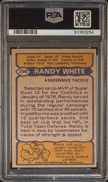 Graded 1979 Topps Randy White #290 Football Card PSA 8 NM-MT