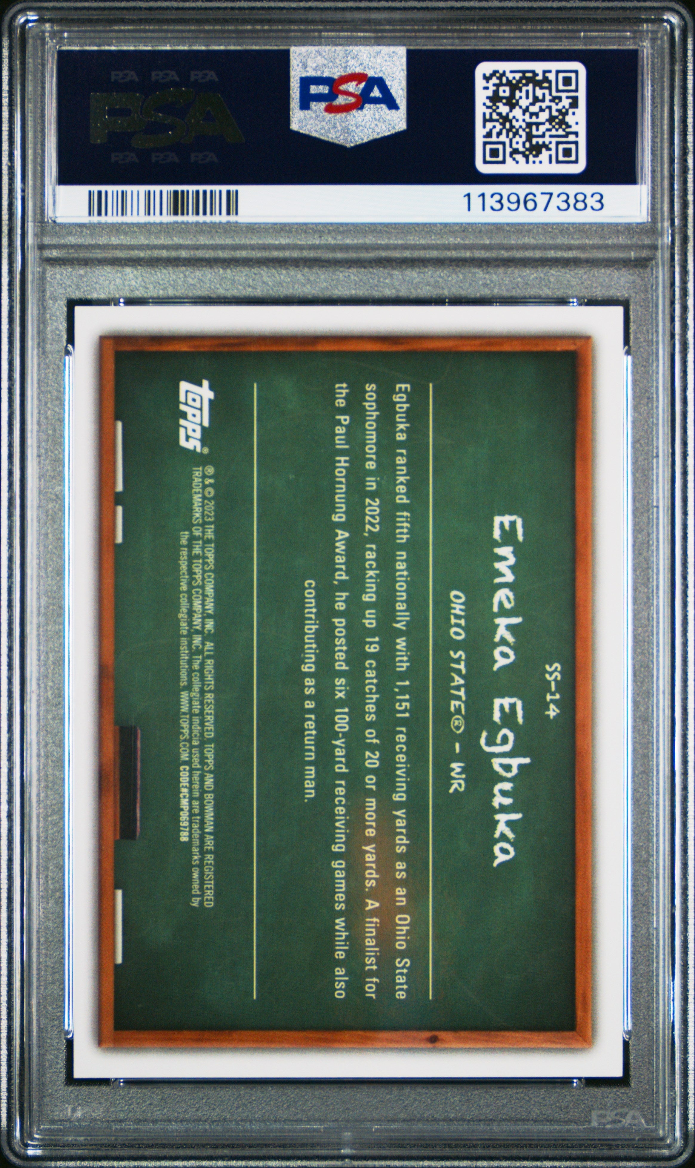 Graded 2023 Topps Bowman U Best Emeka Egbuka #SS14 Studios Stars Geometric Rookie RC Football Card PSA 10 Gem Mint