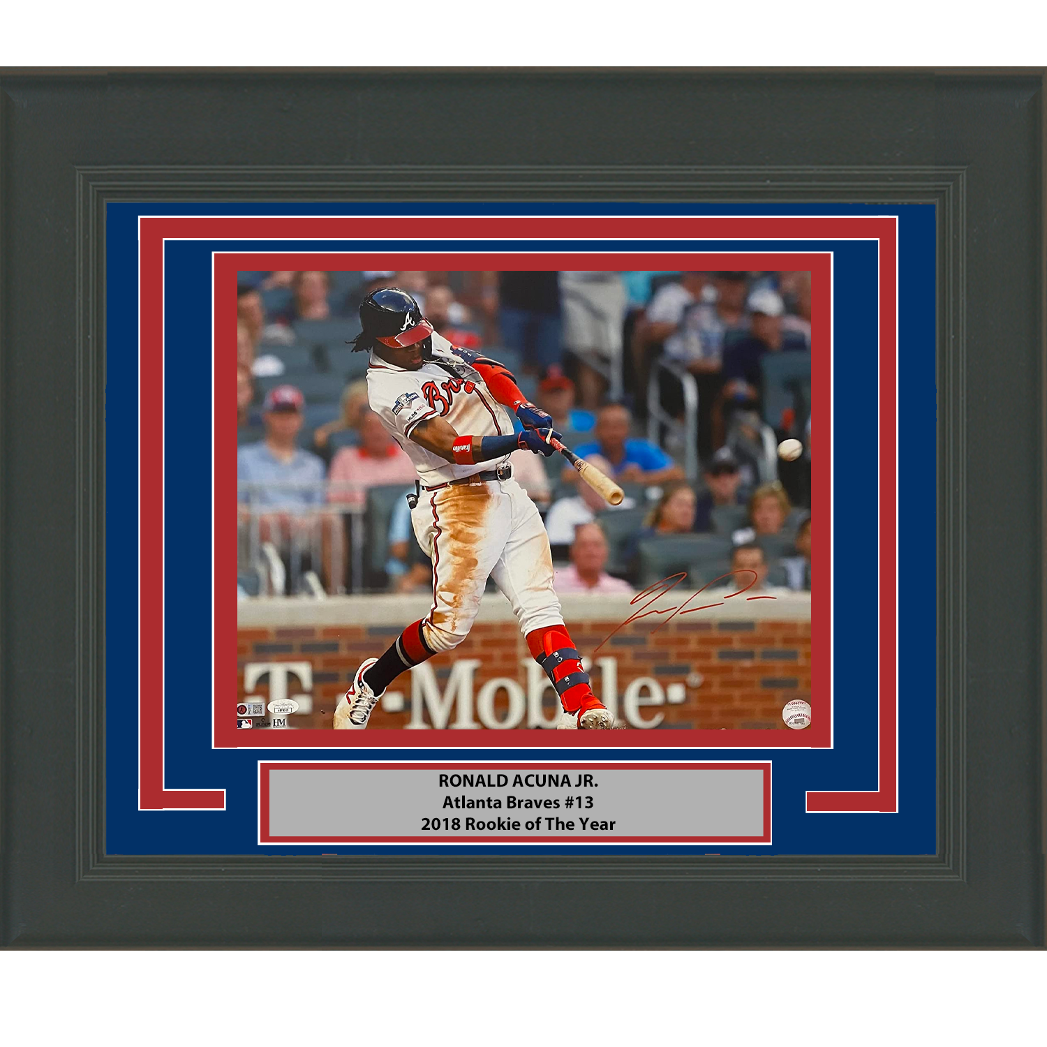 Framed Autographed/Signed Ronald Acuna Jr. Atlanta Braves 16x20 Baseball Photo JSA COA #10
