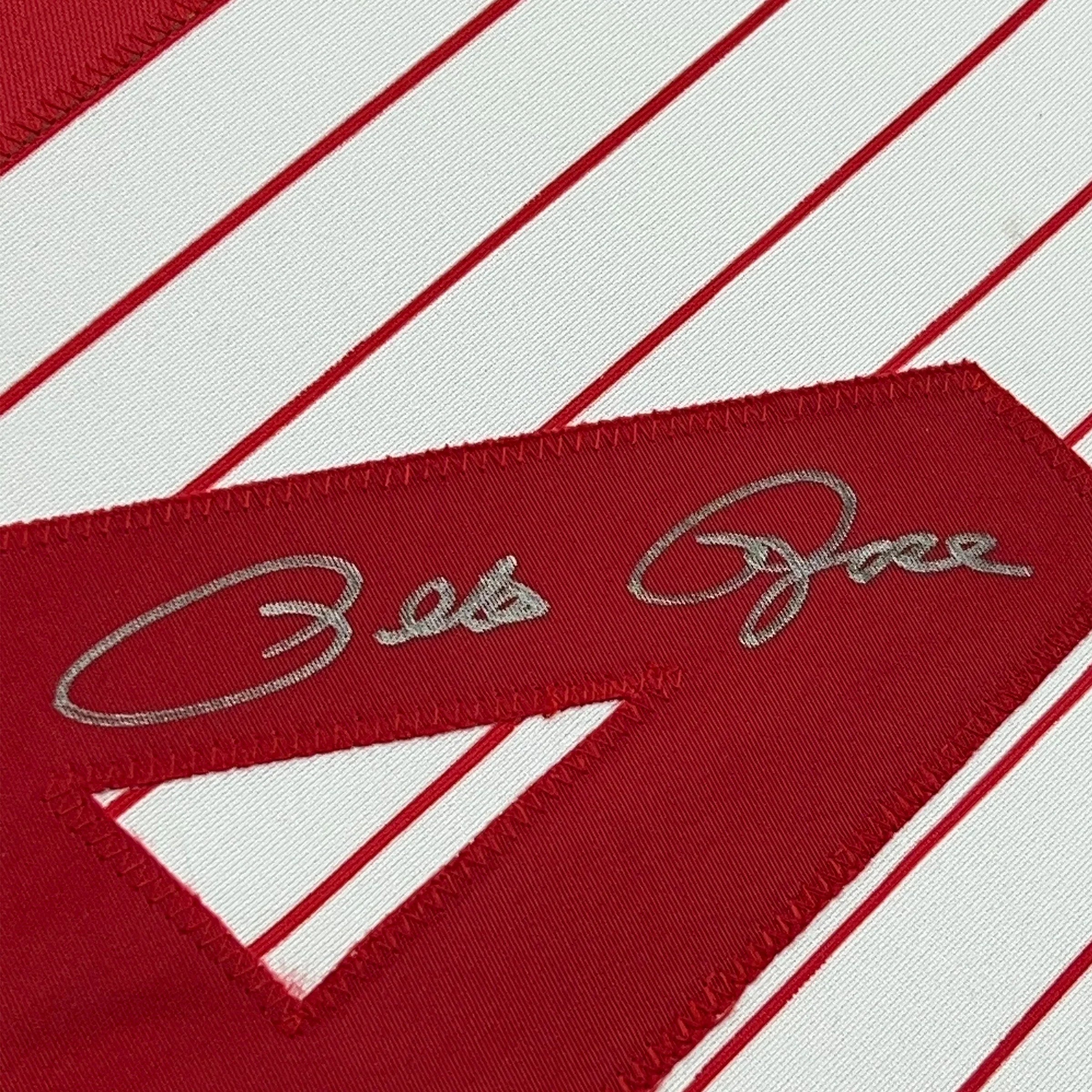 Framed Autographed/Signed Pete Rose 35x39 Cincinnati Pinstripe Baseball Jersey JSA COA