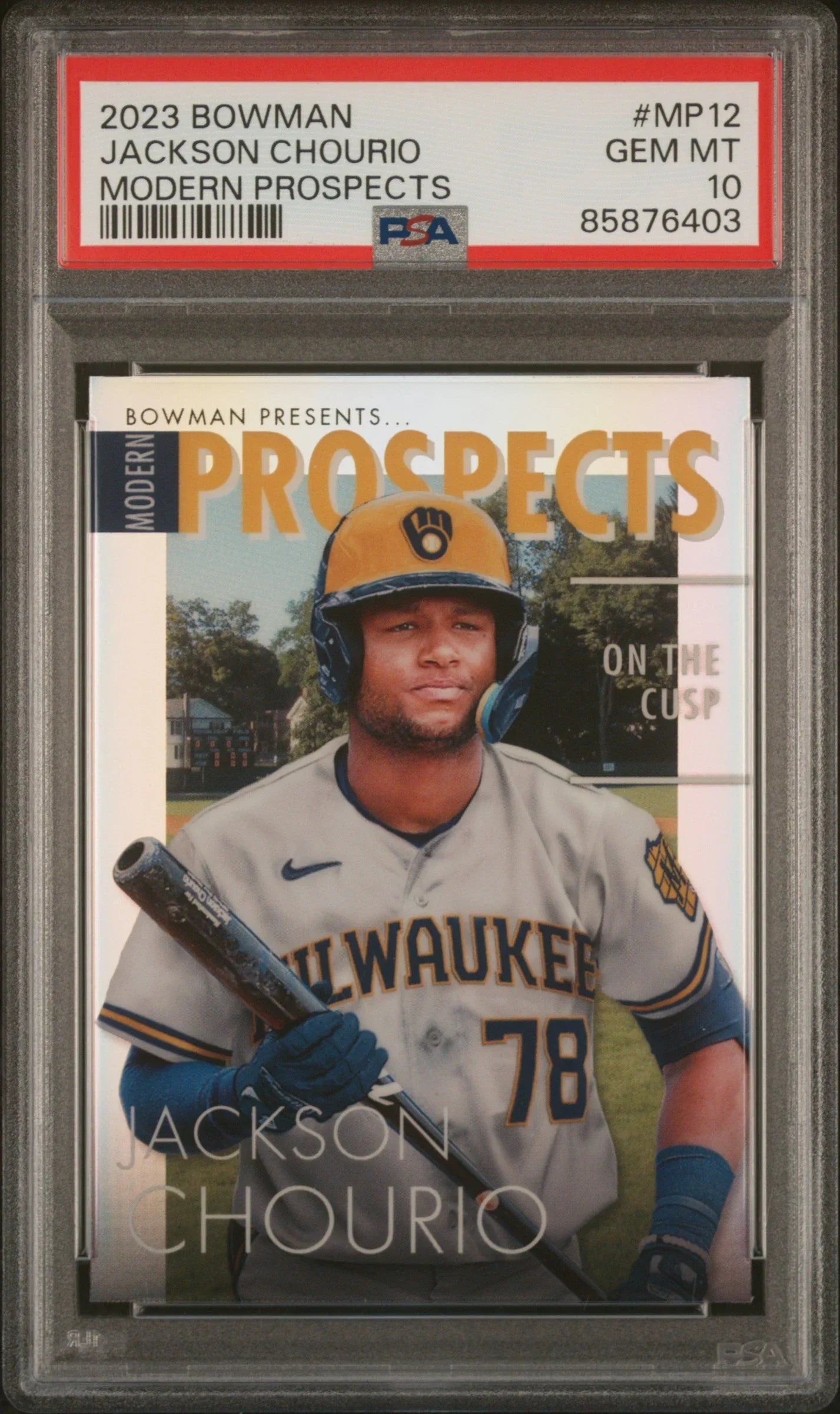 Graded 2023 Topps Bowman Jackson Chourio #MP12 Modern Prospects Rookie RC Baseball Card PSA 10 Gem Mint