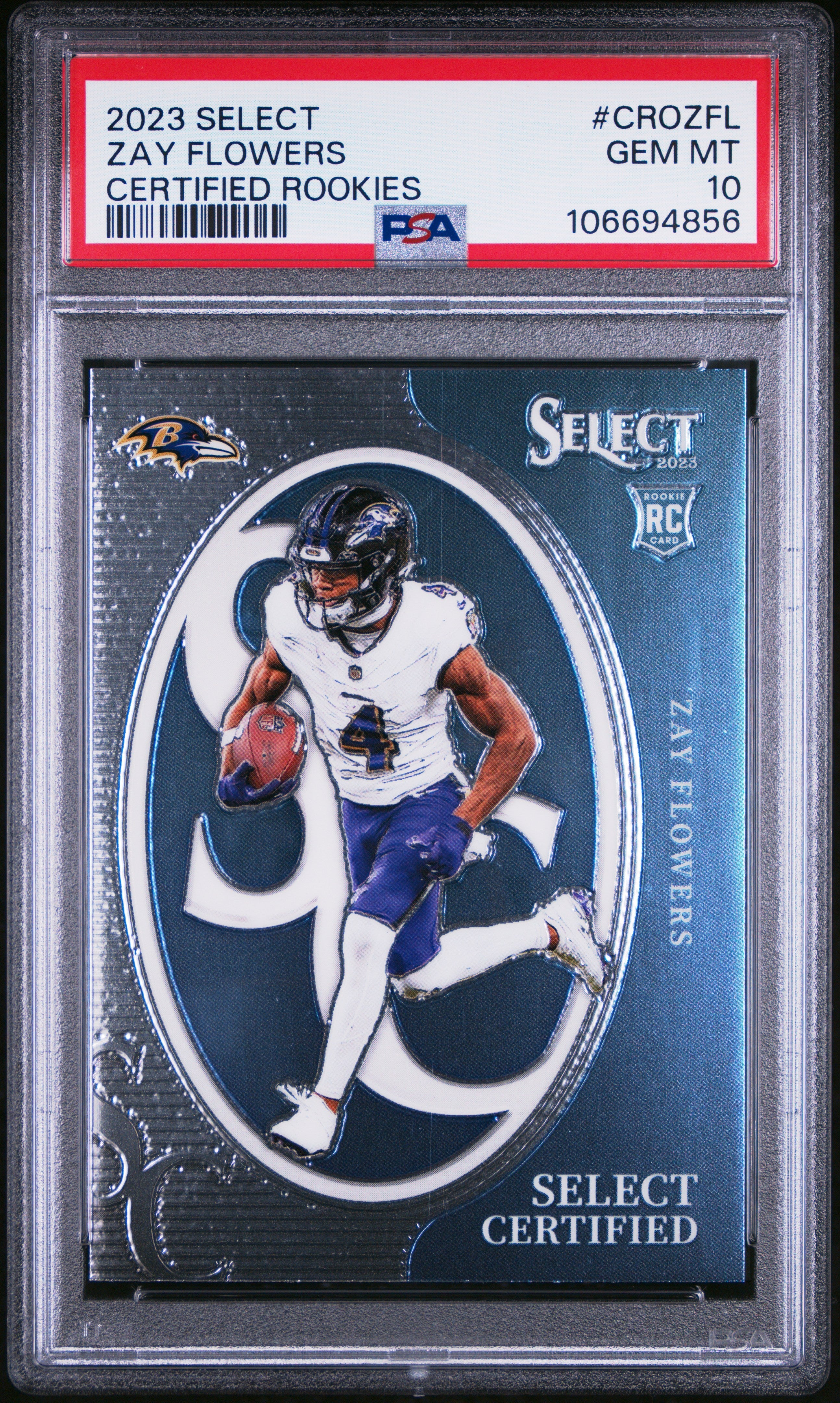 Graded 2023 Panini Select Zay Flowers #CROZFL Certified Rookies Rookie RC Football Card PSA 10 Gem Mint