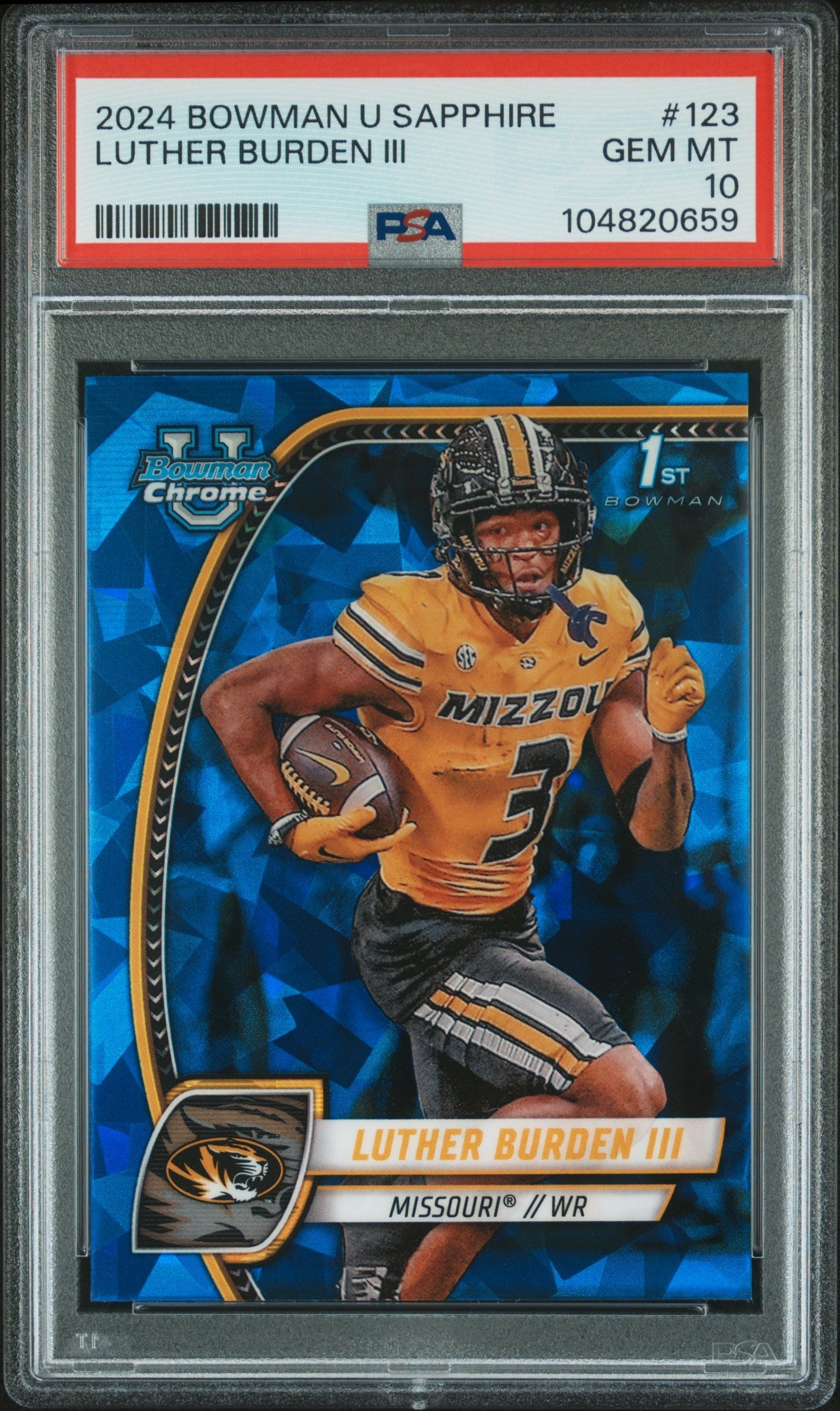 Graded 2024 Topps Bowman U Sapphire Luther Burden III #123 Rookie RC Football Card PSA 10 Gem Mint