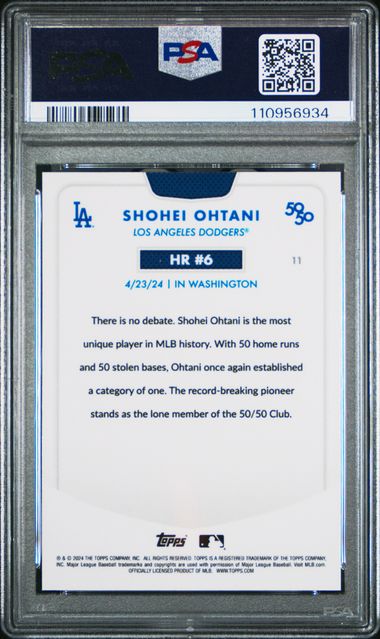 Graded 2024 Topps 50/50 Shohei Ohtani #11 /99 Chrome Green Refractor Baseball Card PSA 9 Mint