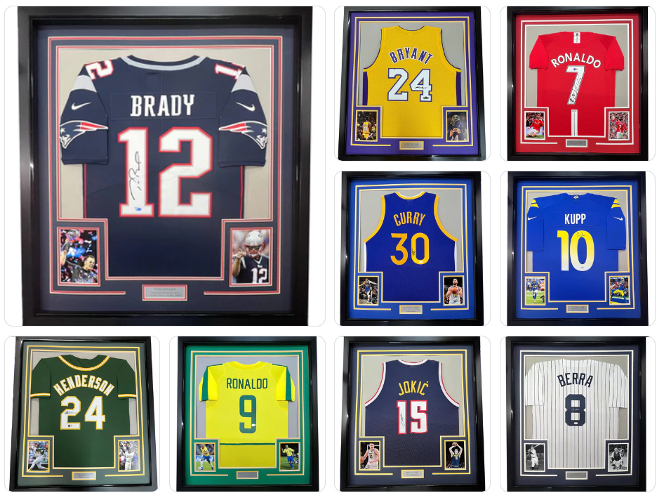 Framed Custom Frame Your Jersey 35x39 Professionally Framed & Matted Deluxe Framing with Photos Jersey Free Shipping