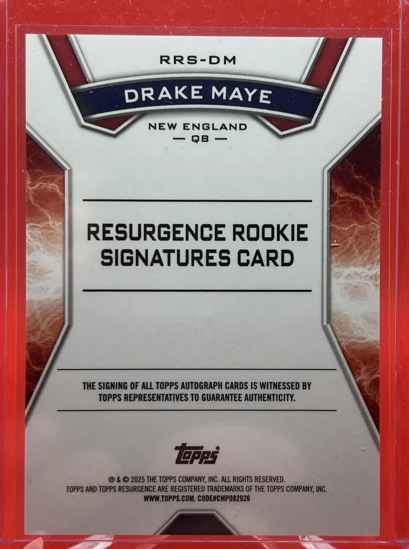 2024 Topps Resurgence Drake Maye #RRSDM Auto New England Patriots Rookie RC Football Card