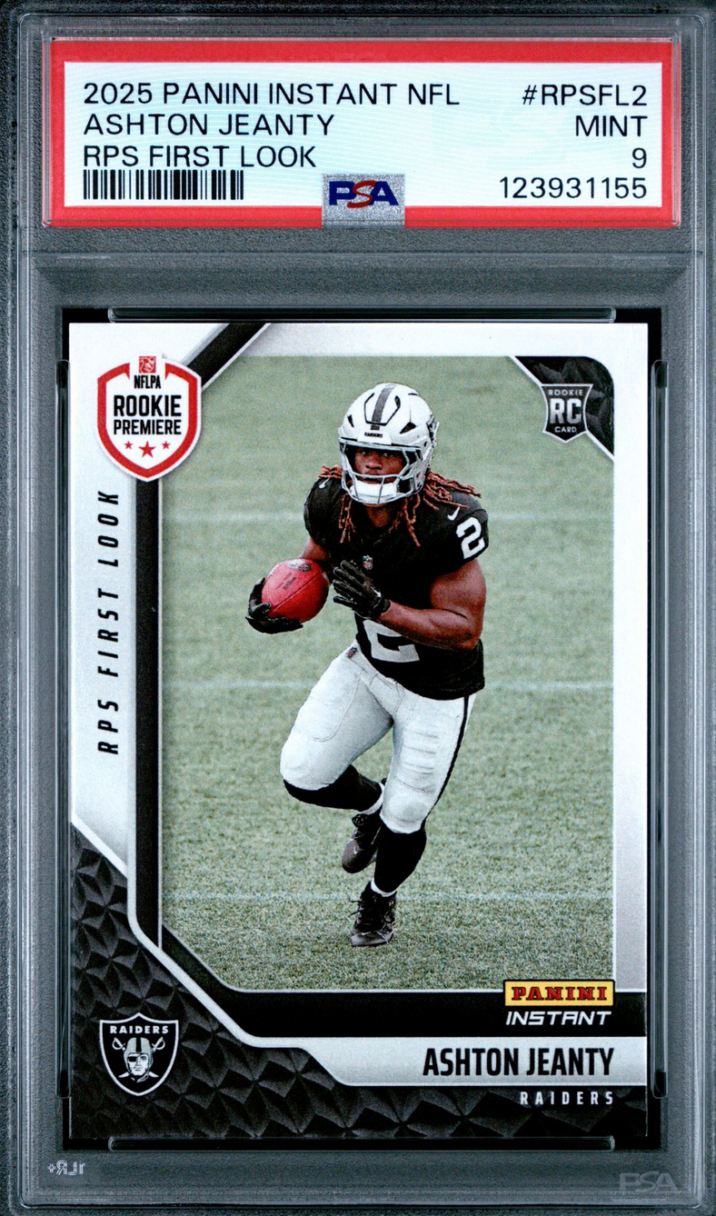 Graded 2025 Panini Instant Ashton Jeanty #RPSFL2 RPS First Look Rookie RC Football Card PSA 9 Mint