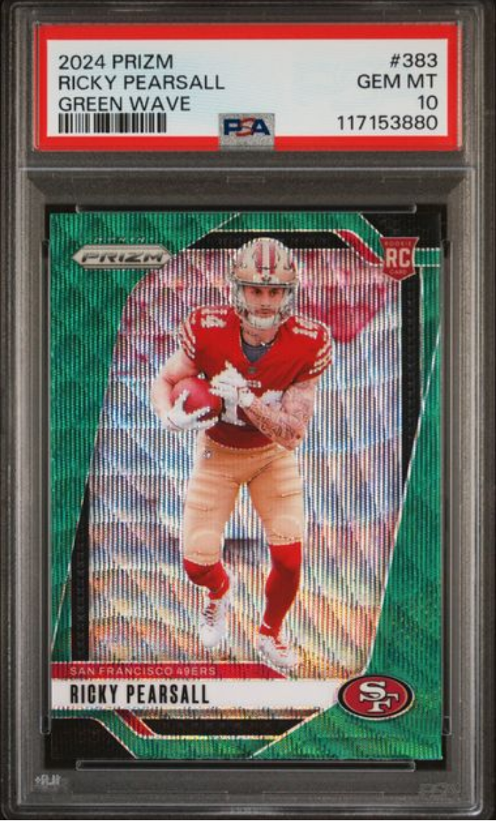 Graded 2024 Panini Prizm Ricky Pearsall #383 Green Wave Rookie RC Football Card PSA 10 Gem Mint