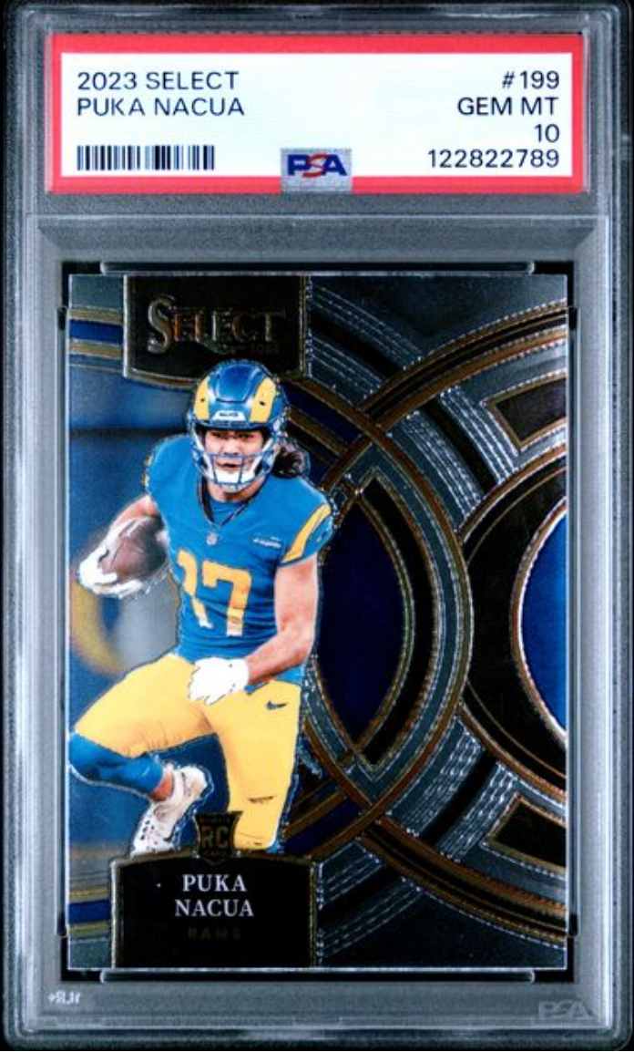 Graded 2023 Panini Select Puka Nacua #199 Rookie RC Football Card PSA 10 Gem Mint
