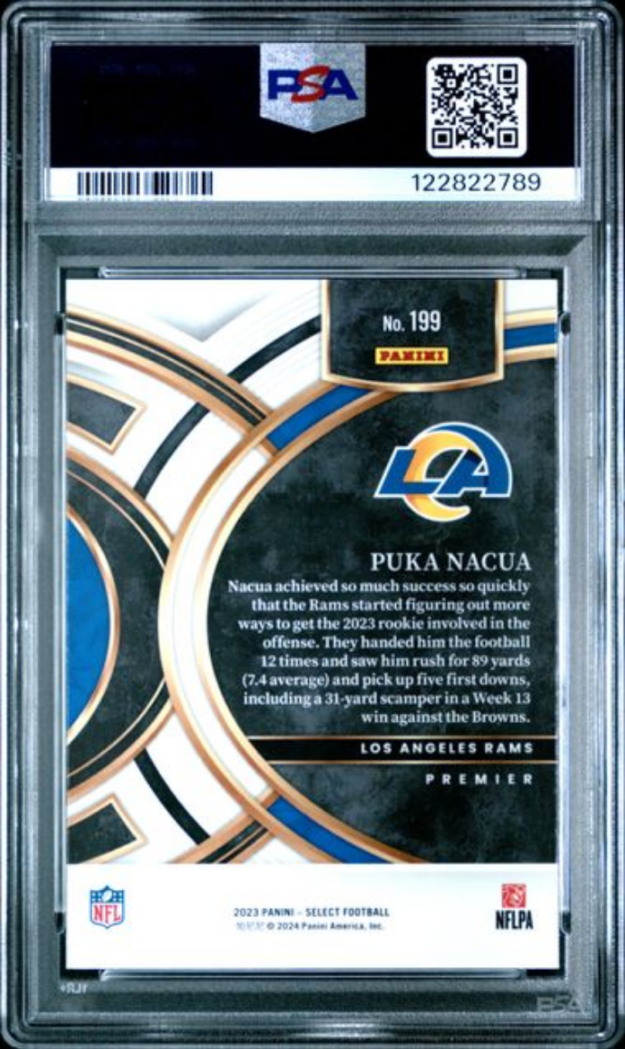 Graded 2023 Panini Select Puka Nacua #199 Rookie RC Football Card PSA 10 Gem Mint