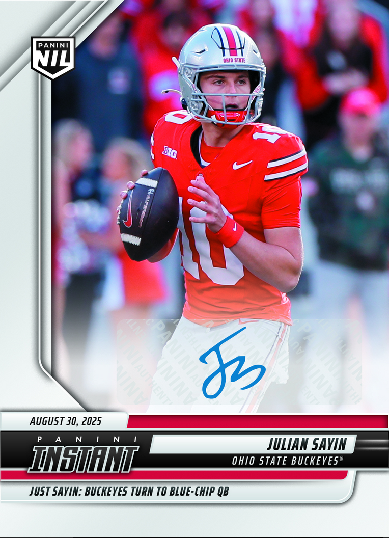 2025 Panini Instant Julian Sayin #JSA Auto /99 Ohio State Buckeyes Rookie RC Football Card