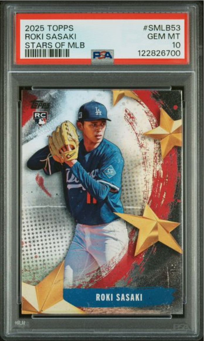 Graded 2025 Topps Roki Sasaki #SMLB53 Stars of MLB Rookie RC Baseball Card PSA 10 Gem Mint