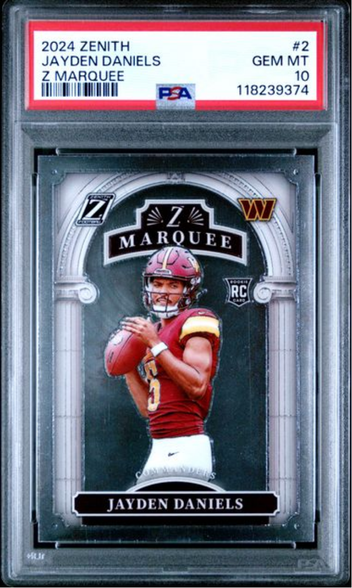 Graded 2024 Panini Zenith Jayden Daniels #2 Z Marquee Rookie RC Football Card PSA 10 Gem Mint