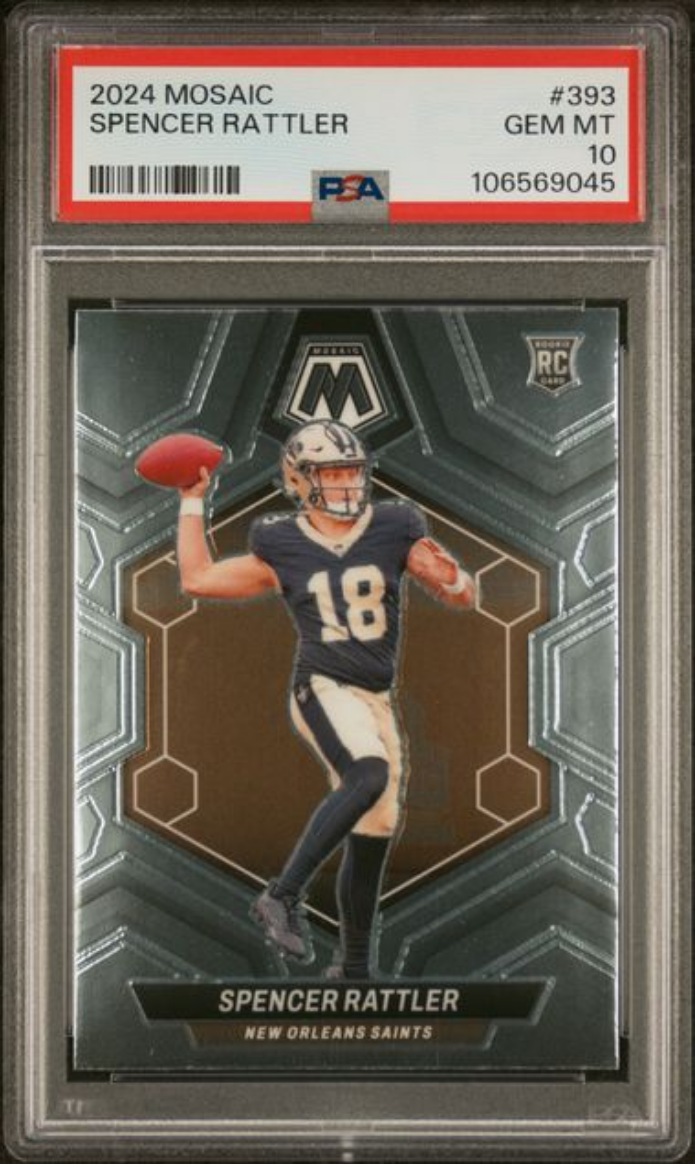 Graded 2024 Panini Mosaic Spencer Rattler #393 Rookie RC Football Card PSA 10 Gem Mint