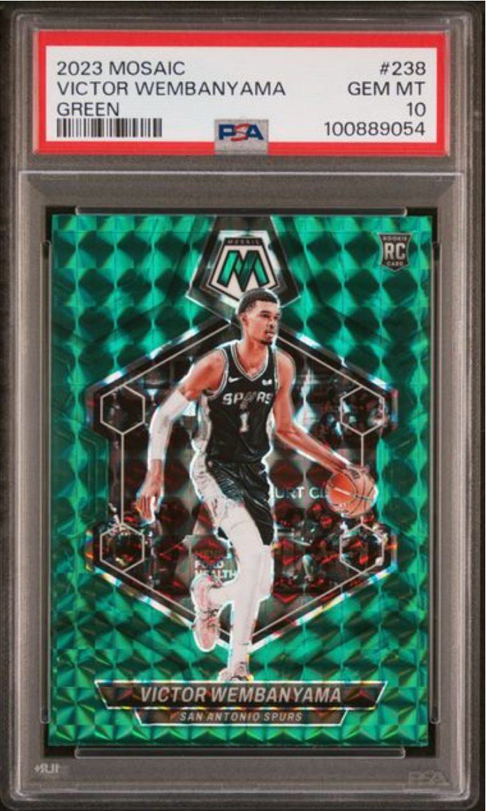 Graded 2023 Panini Mosaic Victor Wembanyama #238 Green Rookie RC Basketball Card PSA 10 Gem Mint