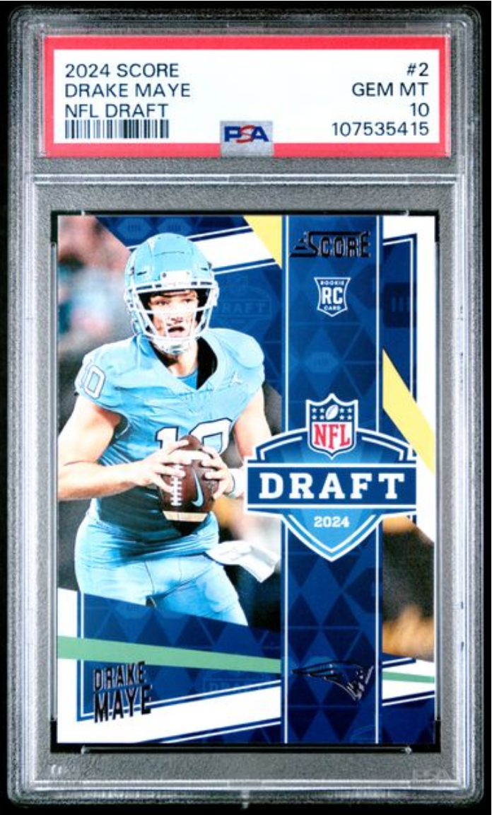 Graded 2024 Panini Score Drake Maye #2 NFL Draft Rookie RC Football Card PSA 10 Gem Mint