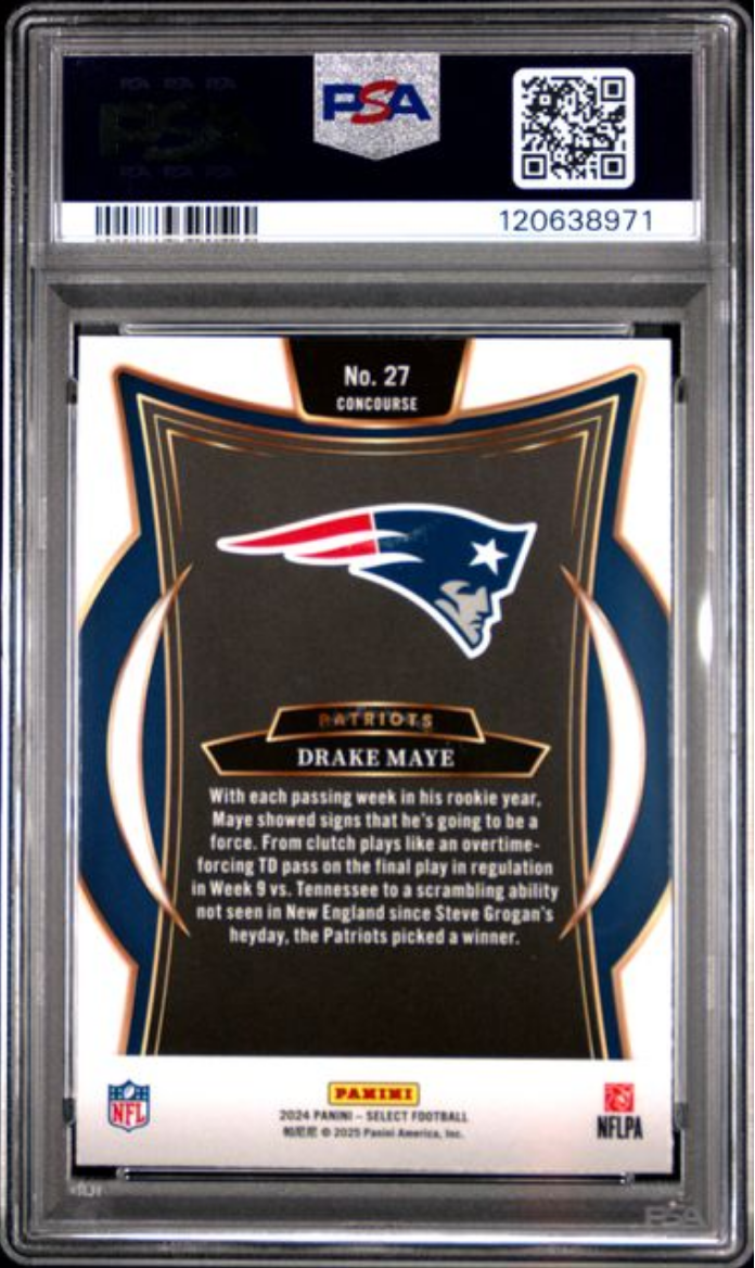 Graded 2024 Panini Select Drake Maye #27 Rookie RC Football Card PSA 10 Gem Mint