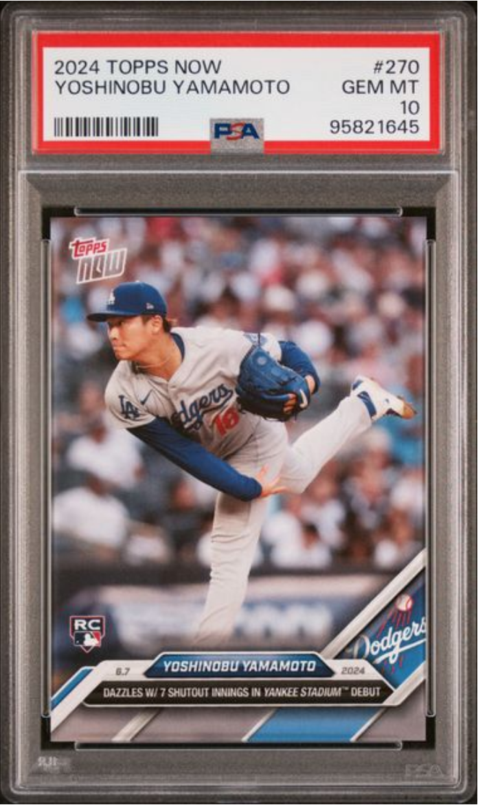 Graded 2024 Topps Now Yoshinobu Yamamoto #270 Rookie RC Baseball Card PSA 10 Gem Mint