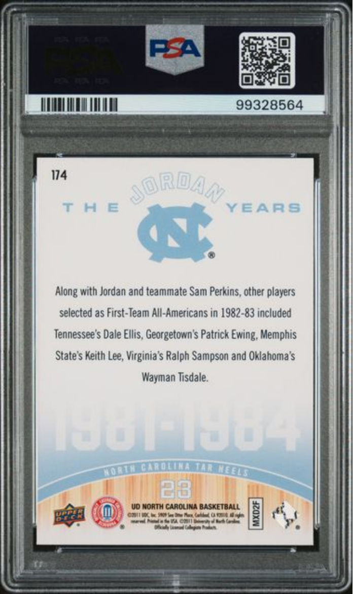 Graded 2010 Upper Deck North Carolina Michael Jordan #174 Basketball Card PSA 10 Gem Mint