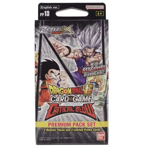 Dragon Ball Super Trading Card Game Zenkai EX Series 5 Critical Blow Premium Pack Set PP13 [4 Booster Packs + 2 Exclusive PR Cards]