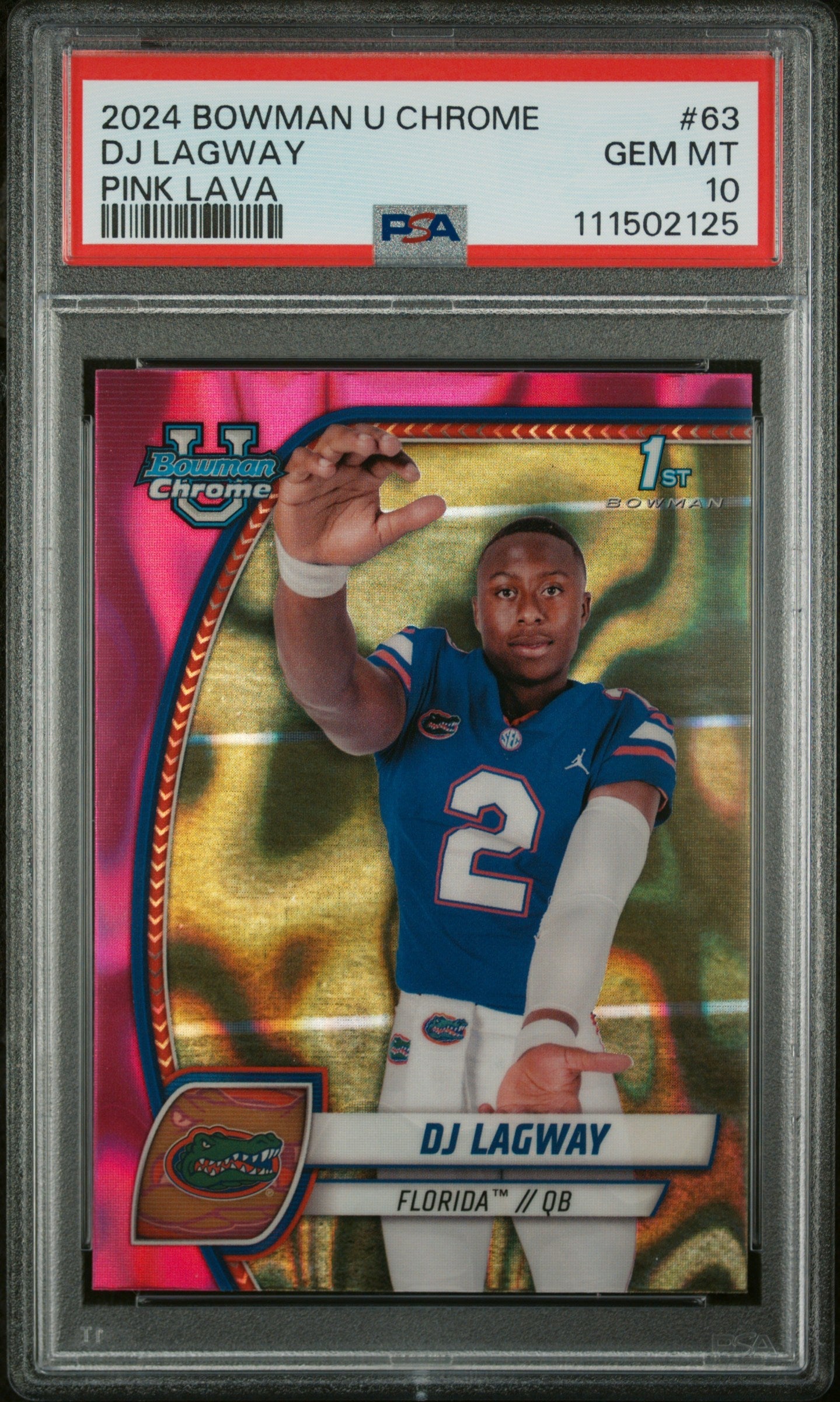 Graded 2024 Topps Bowman U Chrome DJ Lagway #63 Pink Lava Rookie RC Football Card PSA 10 Gem Mint