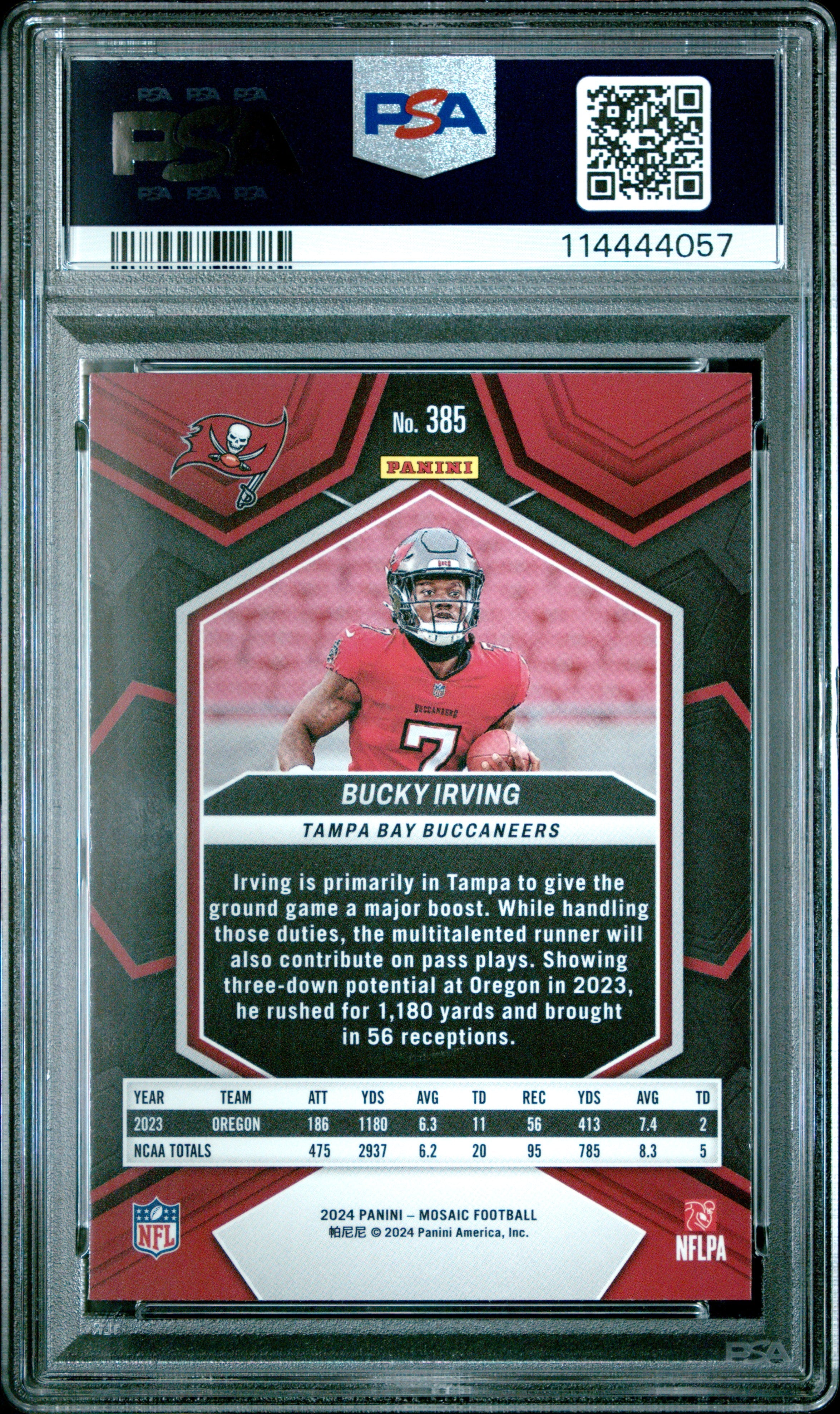 Graded 2024 Panini Mosaic Bucky Irving #385 Rookie RC Football Card PSA 10 Gem Mint