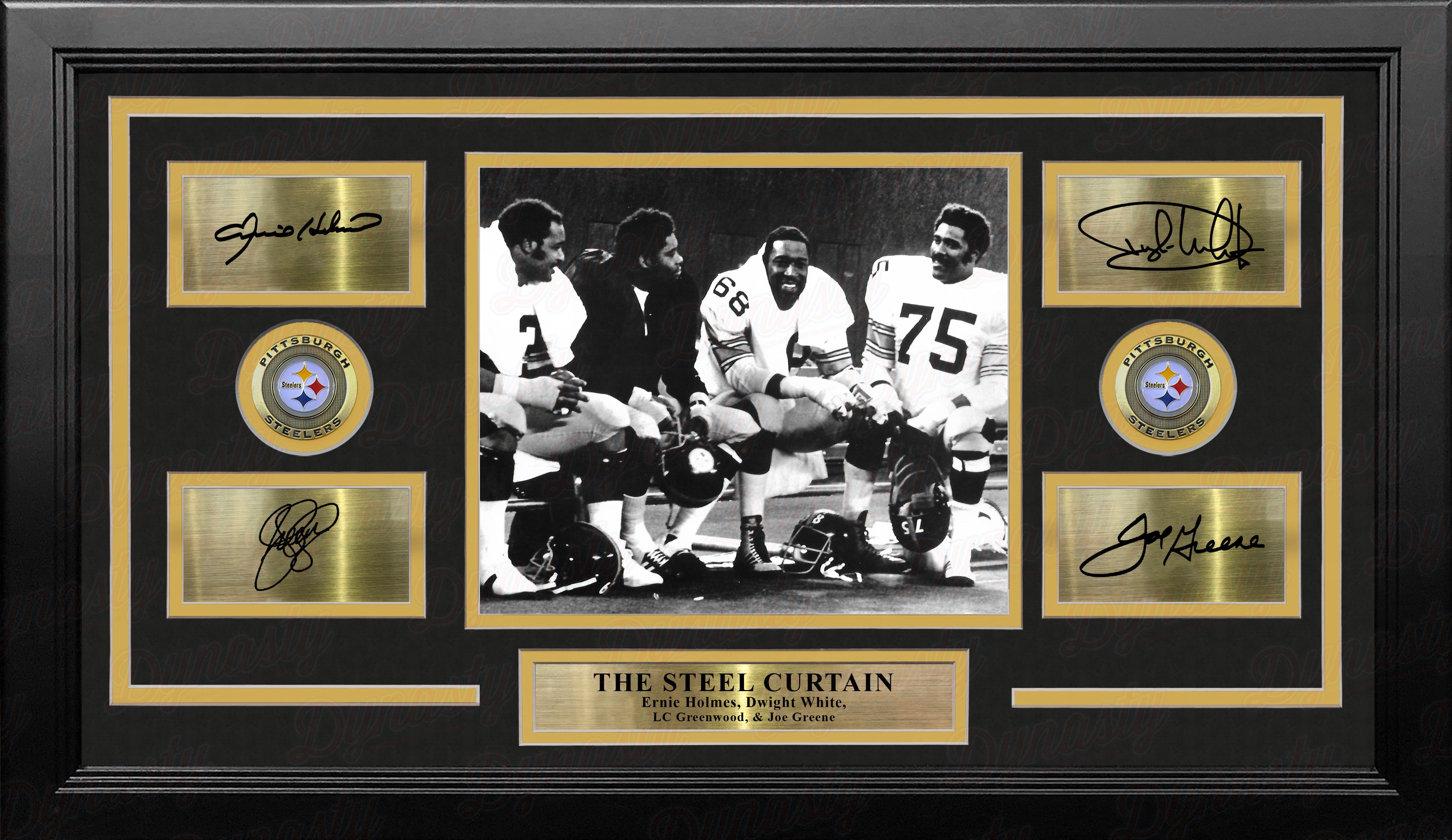 The Steel Curtain on the Bench Pittsburgh Steelers 8" x 10" Framed Football Photo with Engraved Signatures