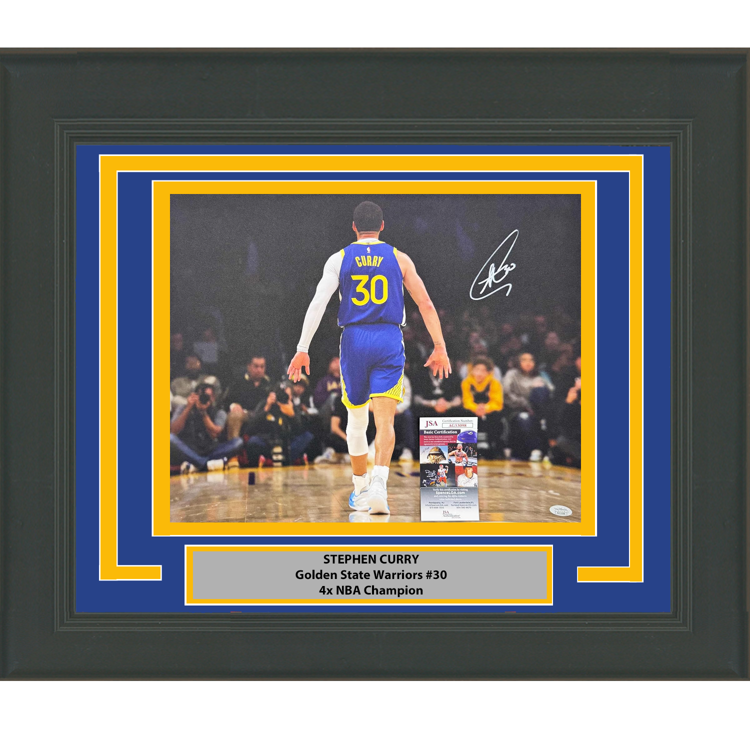 Framed Autographed/Signed Stephen Steph Curry Golden State Warriors 16x20 Basketball Photo JSA COA