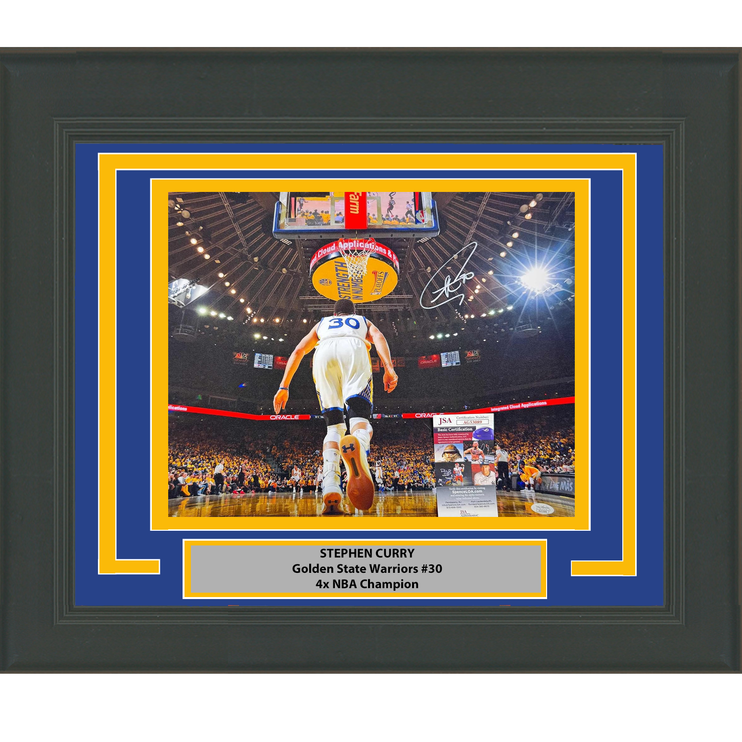 Framed Autographed/Signed Stephen Steph Curry Golden State Warriors 16x20 Basketball Photo JSA COA