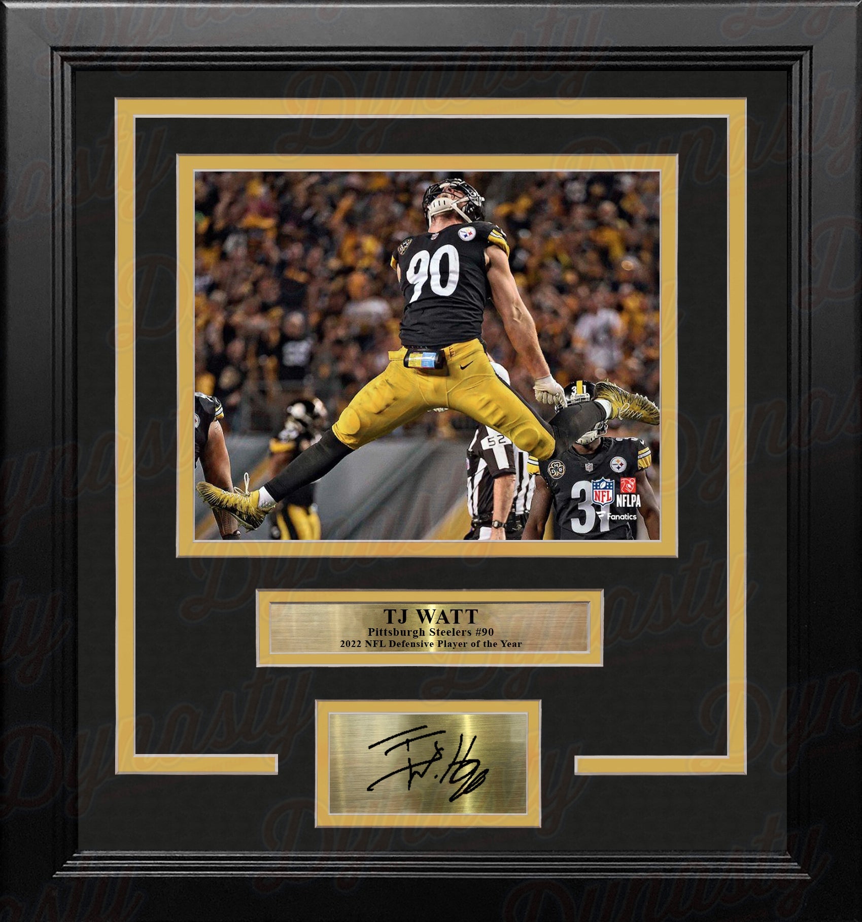 TJ Watt Celebration Pittsburgh Steelers 8" x 10" Framed Football Photo with Engraved Autograph