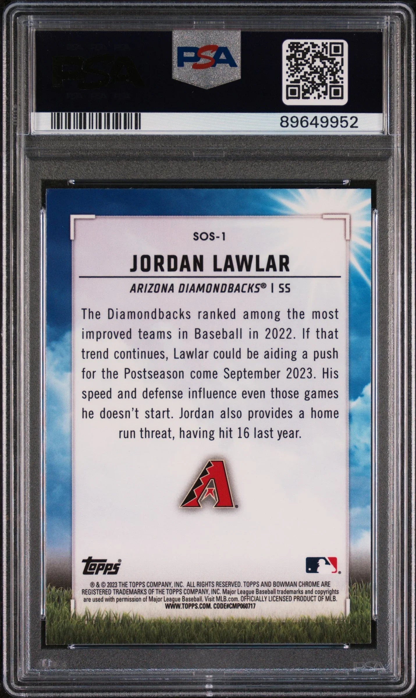 Graded 2023 Topps Bowman Jordan Lawler #SOS1 Sights on September Rookie RC Baseball Card PSA 10 Gem Mint