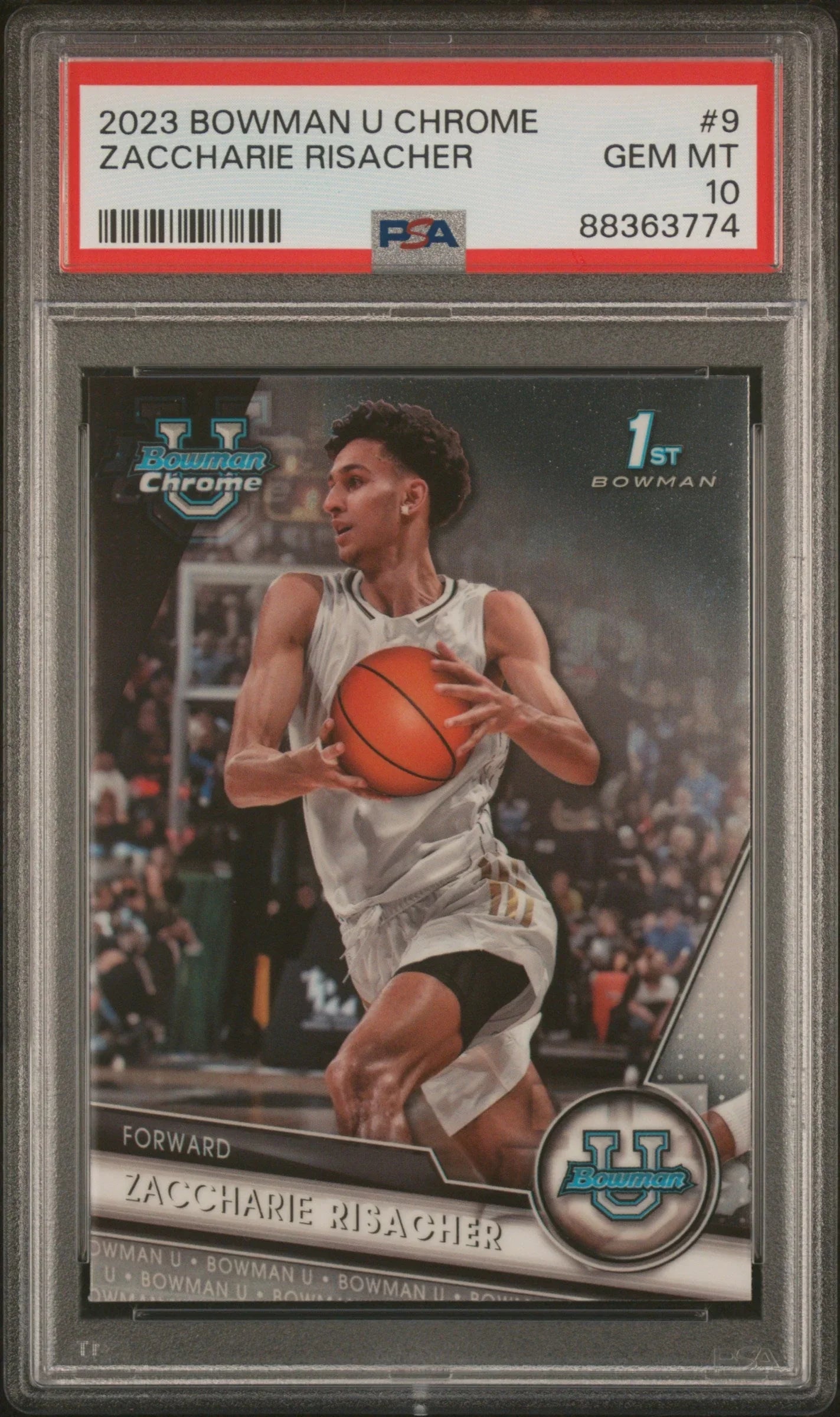 Graded 2023 Topps Bowman U Chrome Zaccharie Risacher #9 Rookie RC Basketball Card PSA 10 Gem Mint