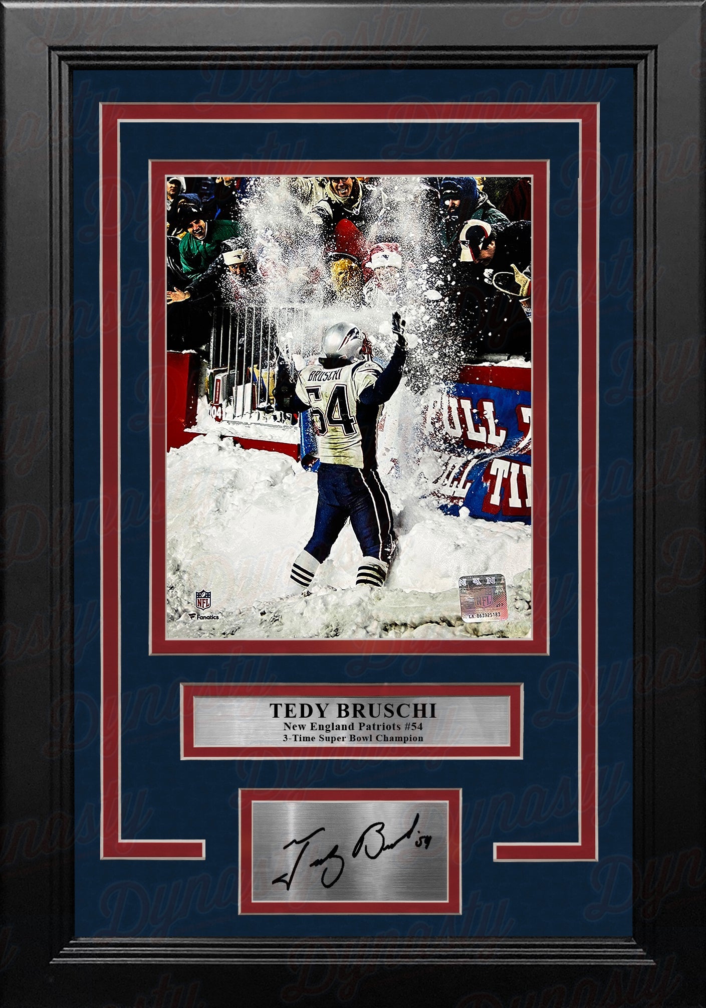 Tedy Bruschi Snow Game New England Patriots 8" x 10" Framed Football Photo with Engraved Autograph