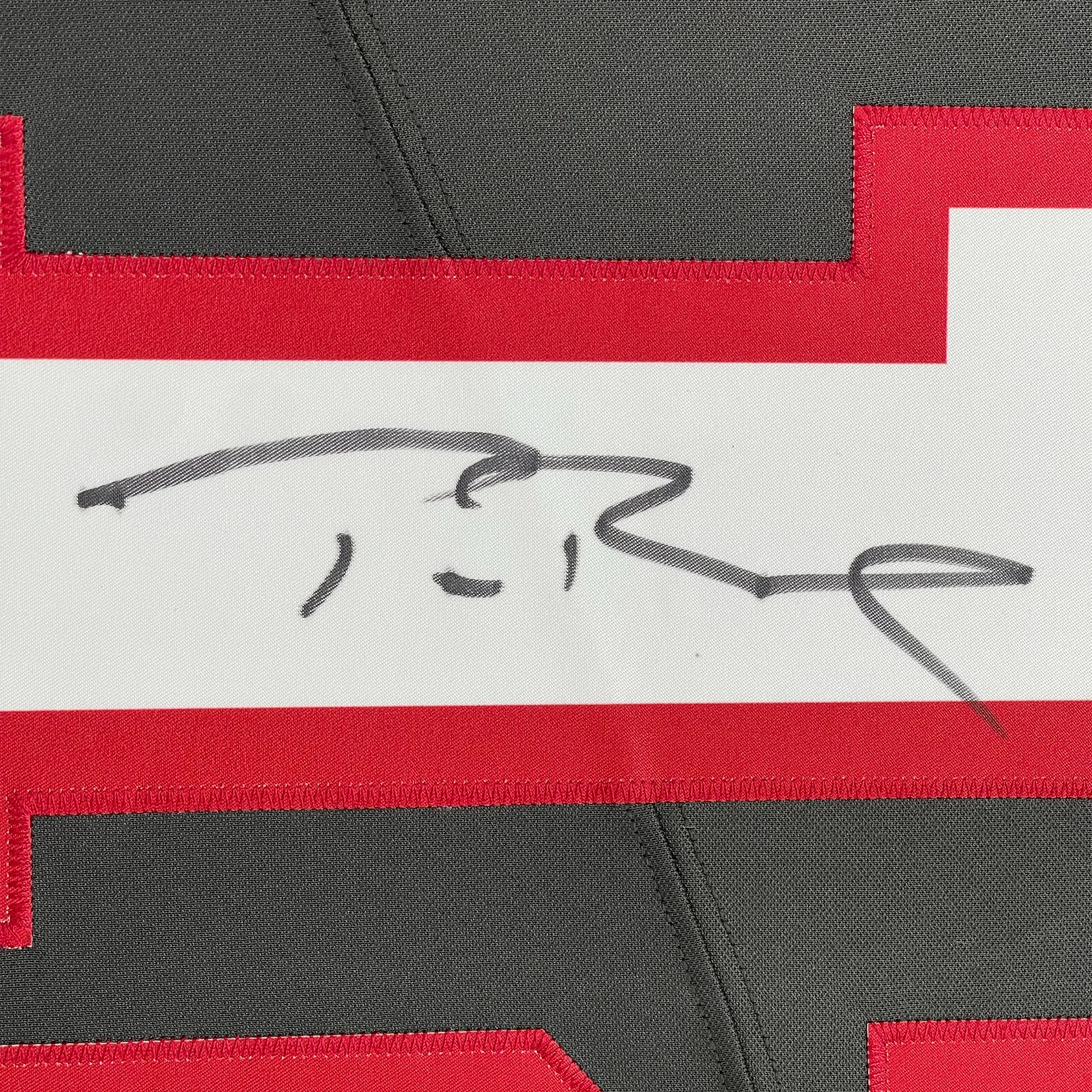 Framed Autographed/Signed Tom Brady 35x39 Tampa Bay Buccaneers Pewter Grey Authentic Nike Limited Football Jersey Fanatics COA/LOA