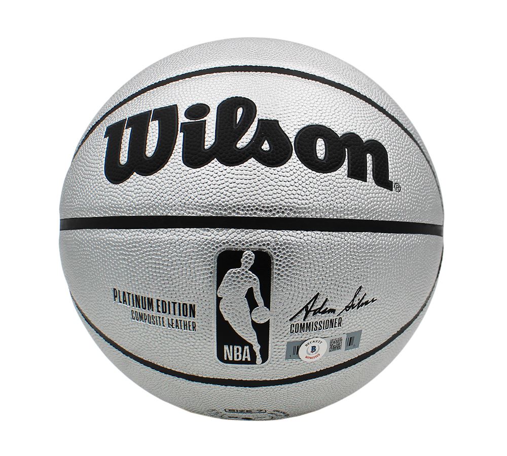 Tony Parker HOF 23 Autographed Wilson Platinum Basketball