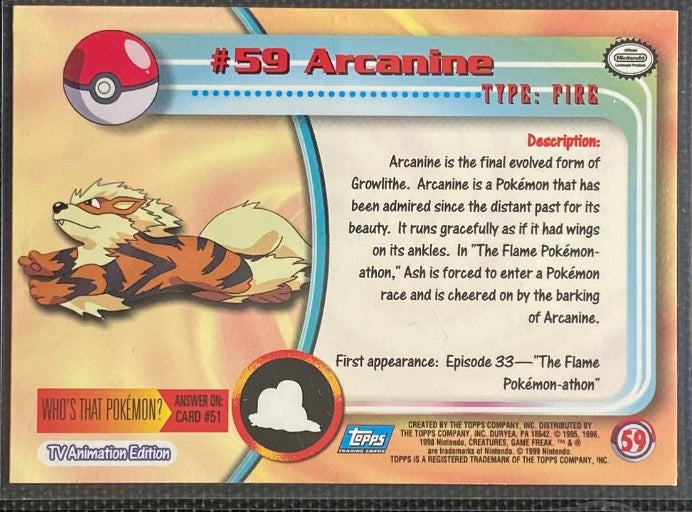 Arcanine (59) [Topps TV Animation Edition Series 1 (First Print)]
