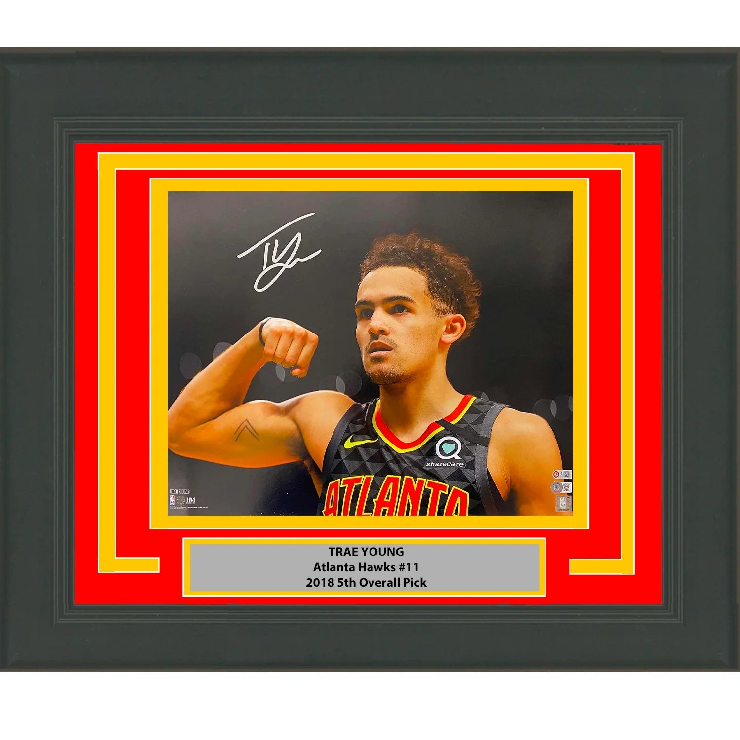 Framed Autographed/Signed Trae Young Atlanta Hawks 16x20 Basketball Photo Beckett BAS COA