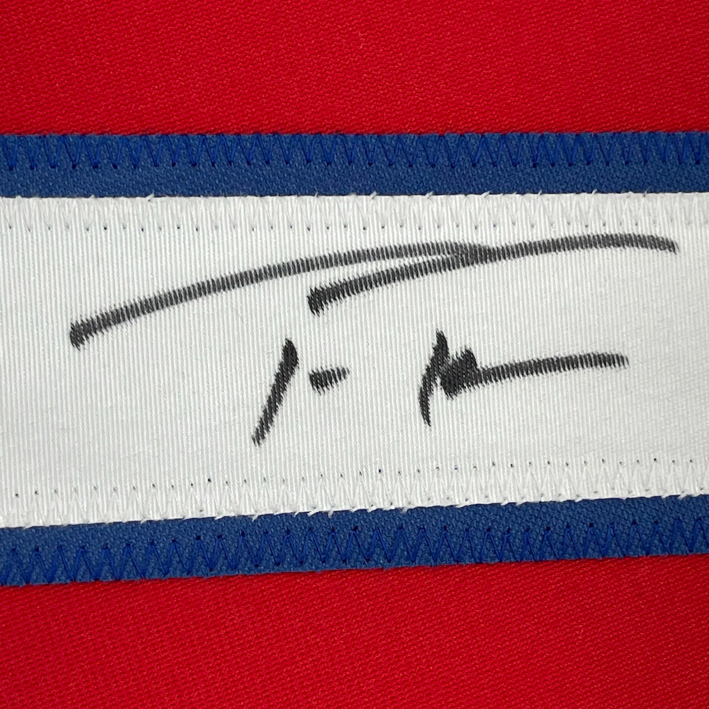 Framed Autographed/Signed Trea Turner 35x39 Philadelphia Red Baseball Jersey Beckett BAS COA