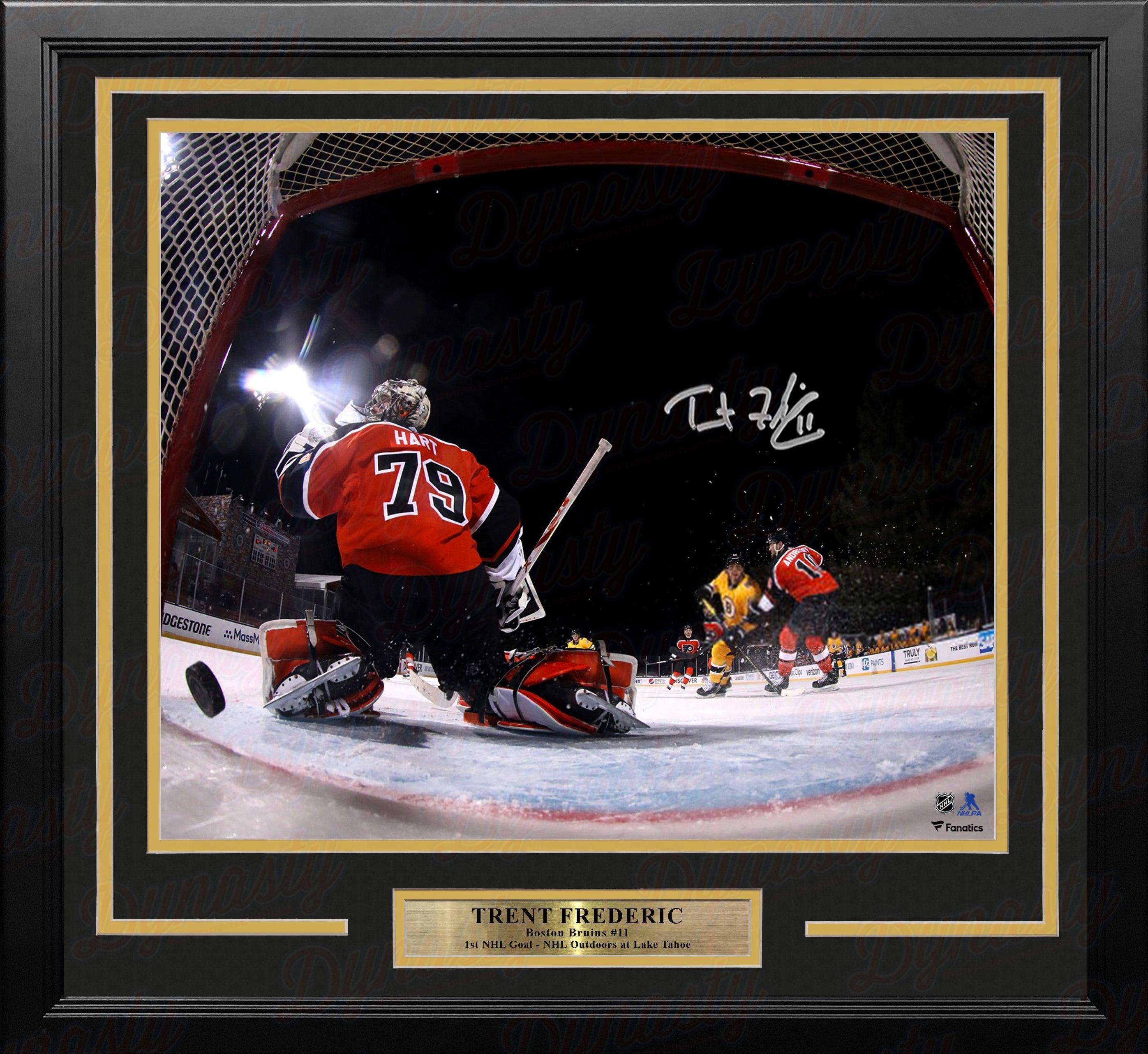 Trent Frederic First NHL Goal Boston Bruins Autographed 11" x 14" Framed Hockey Photo