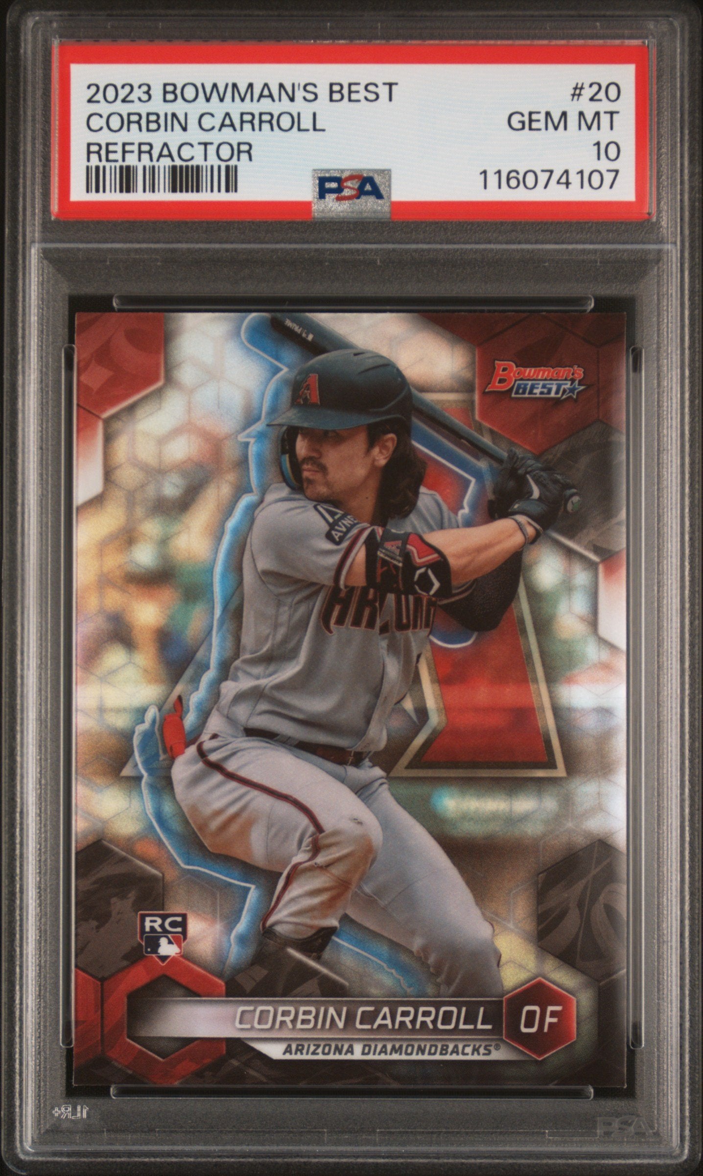 Graded 2023 Topps Bowmans Best Corbin Carroll #20 Refractor Rookie RC Baseball Card PSA 10 Gem Mint