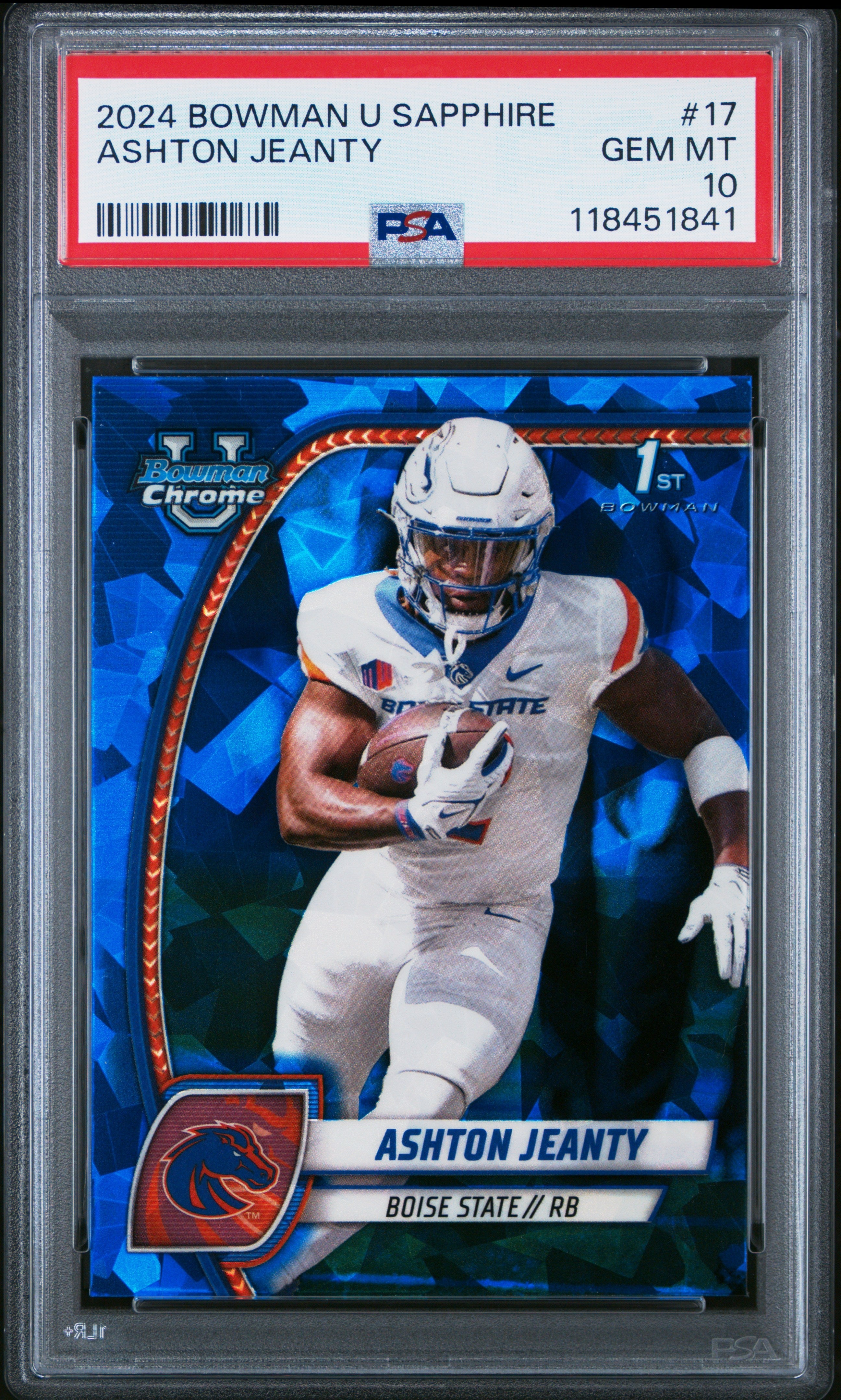 Graded 2024 Topps Bowman U Sapphire Ashton Jeanty #17 Rookie RC Football Card PSA 10 Gem Mint