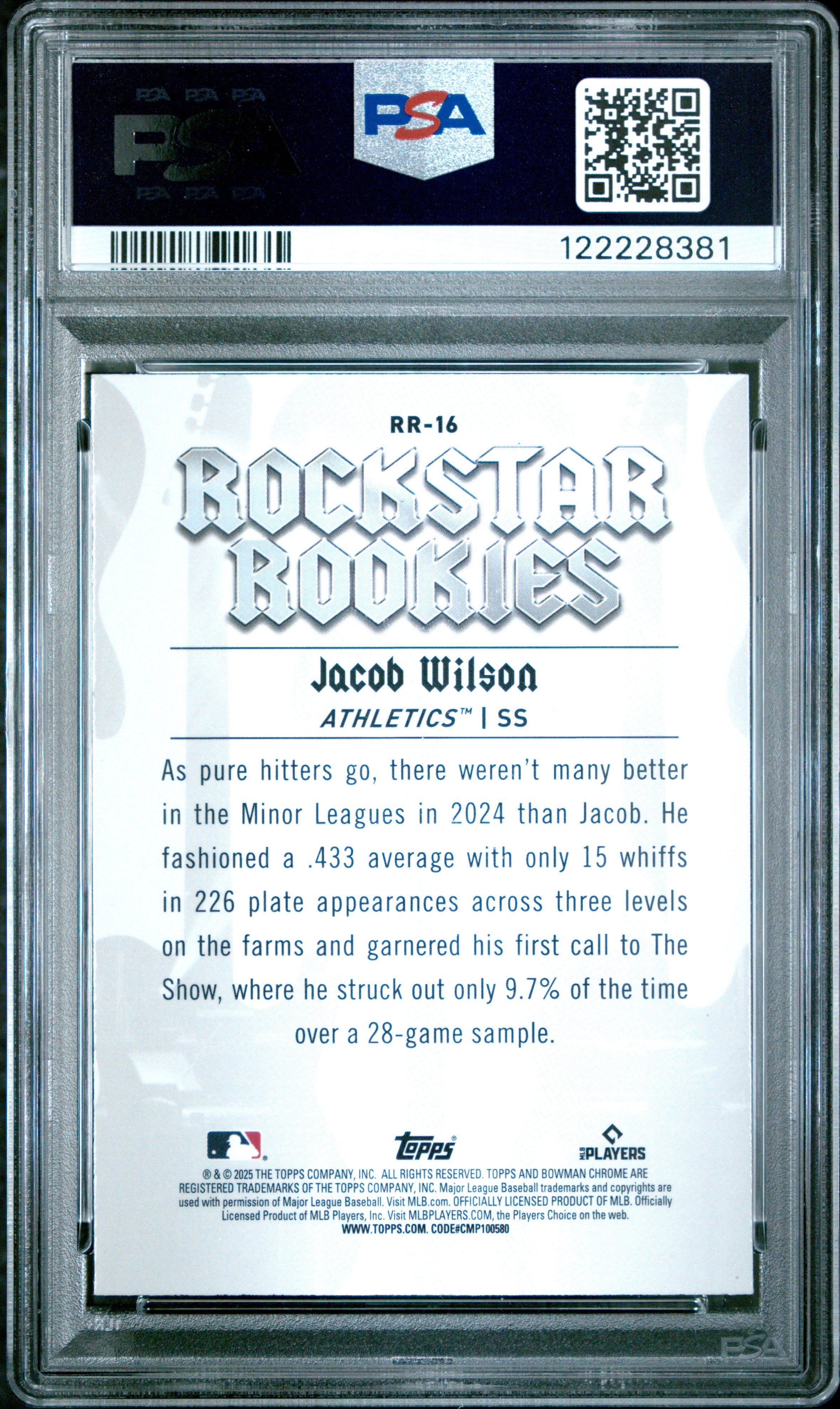 Graded 2025 Topps Bowman Jacob Wilson #RR16 Rockstar Rookies Rookie RC Baseball Card PSA 10 Gem Mint